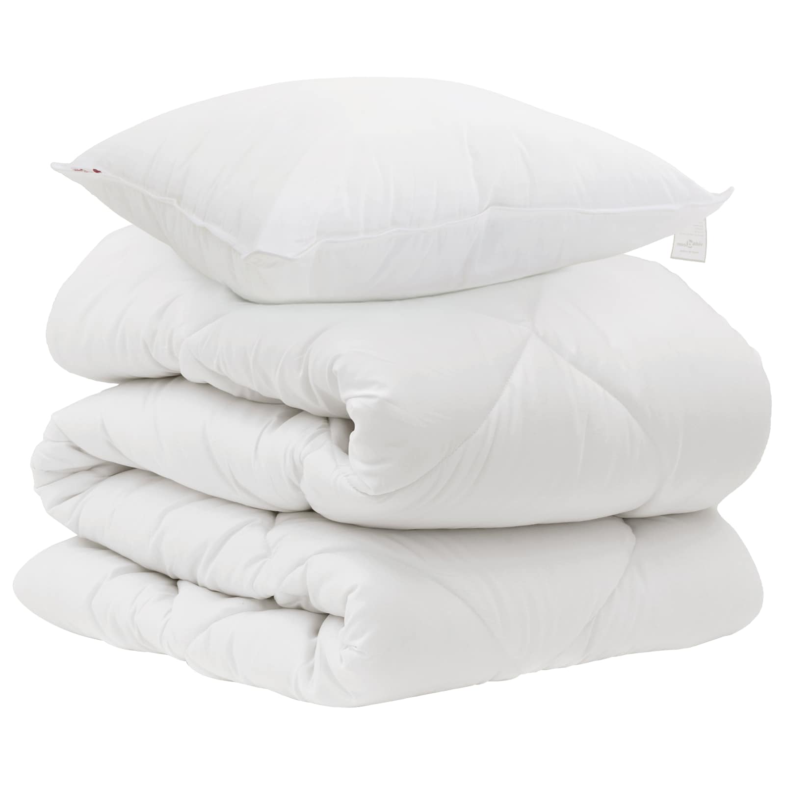 Piumone con cuscino 2 pcs Bianco Microfibra