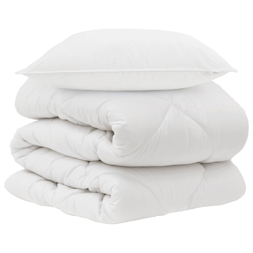 Piumone con cuscino 2 pcs Bianco Microfibra