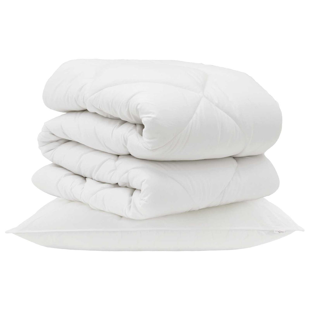 Piumone con cuscino 2 pcs Bianco Microfibra
