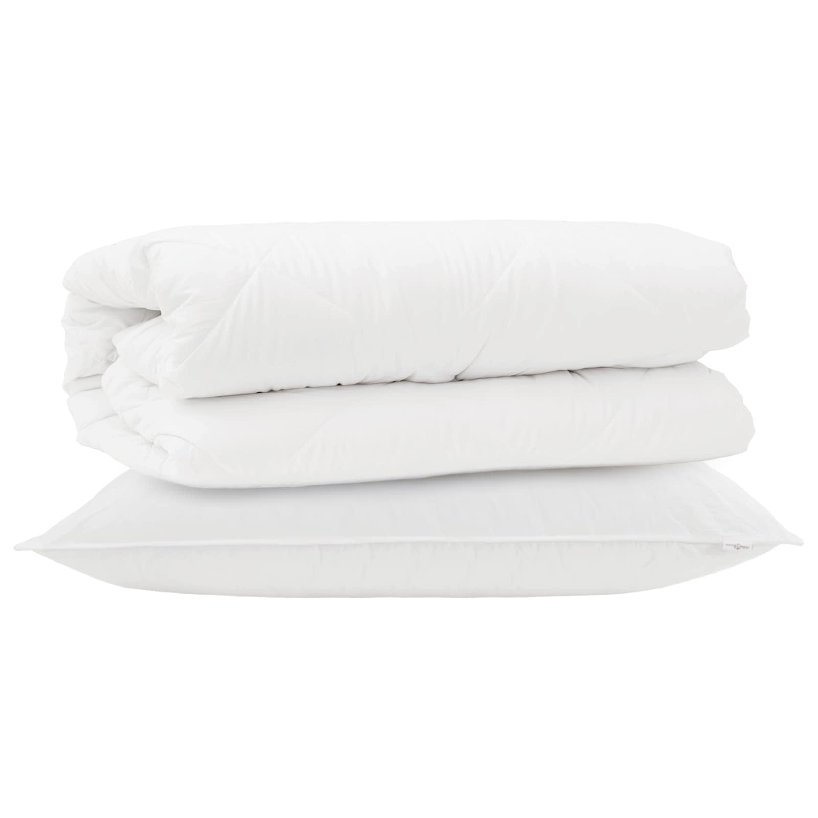 Set di Piumoni con cuscino 2 pcs Bianco Microfibra