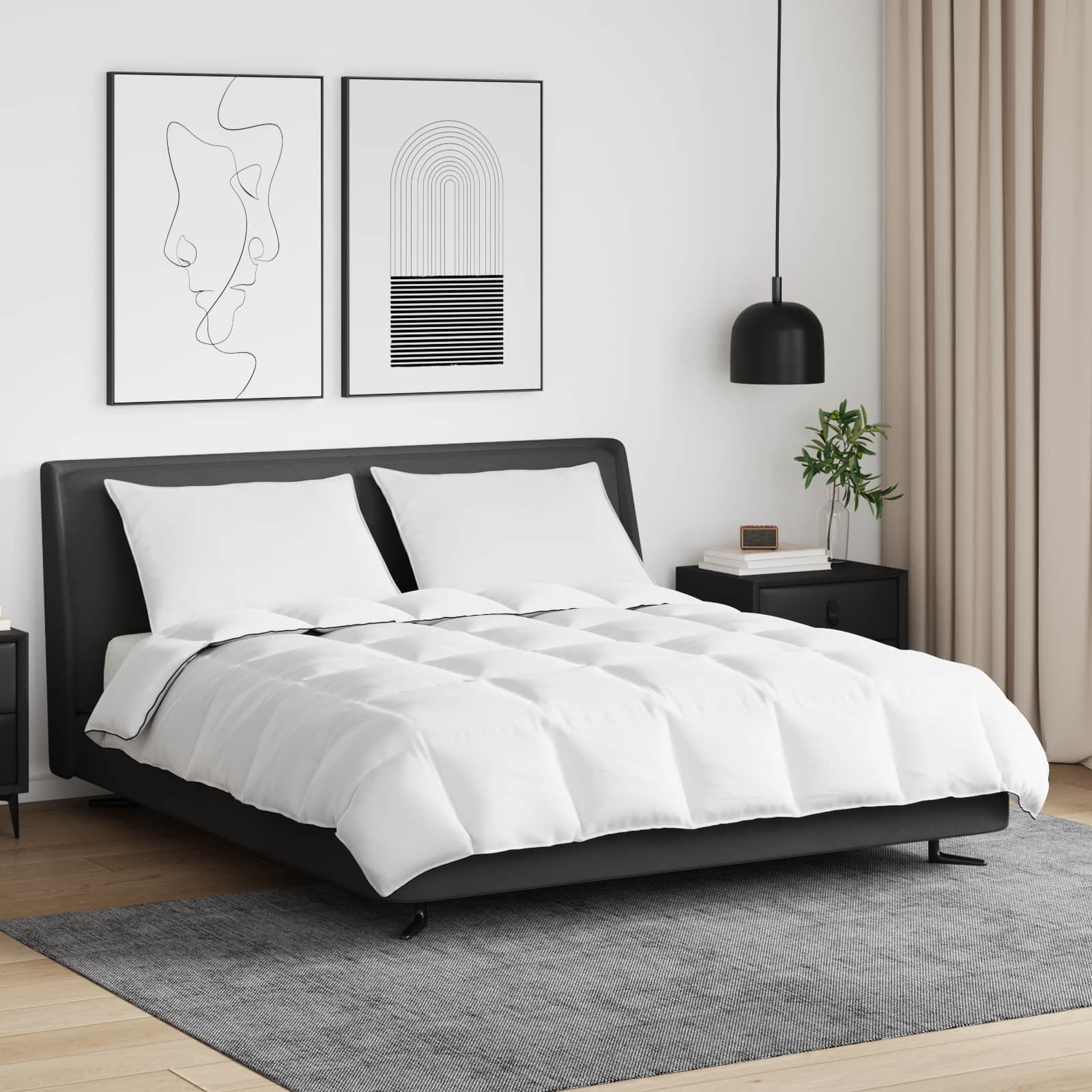 Duvet Invernale con cuscino 3 pcs Bianco Piuma d'anatra