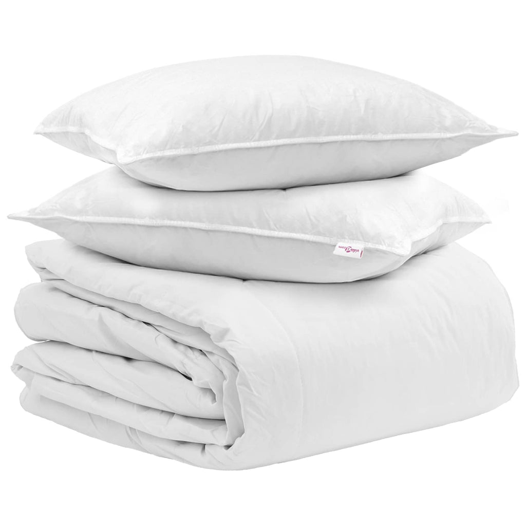 Set di Piumoni con cuscino 3 pcs Bianco Piuma d'anatra