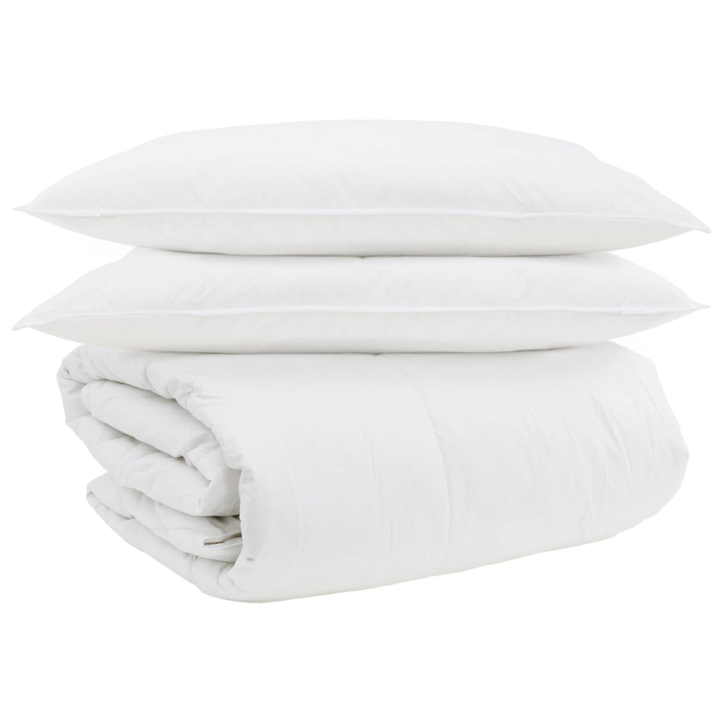 Set di Piumoni con cuscino 3 pcs Bianco Piuma d'anatra