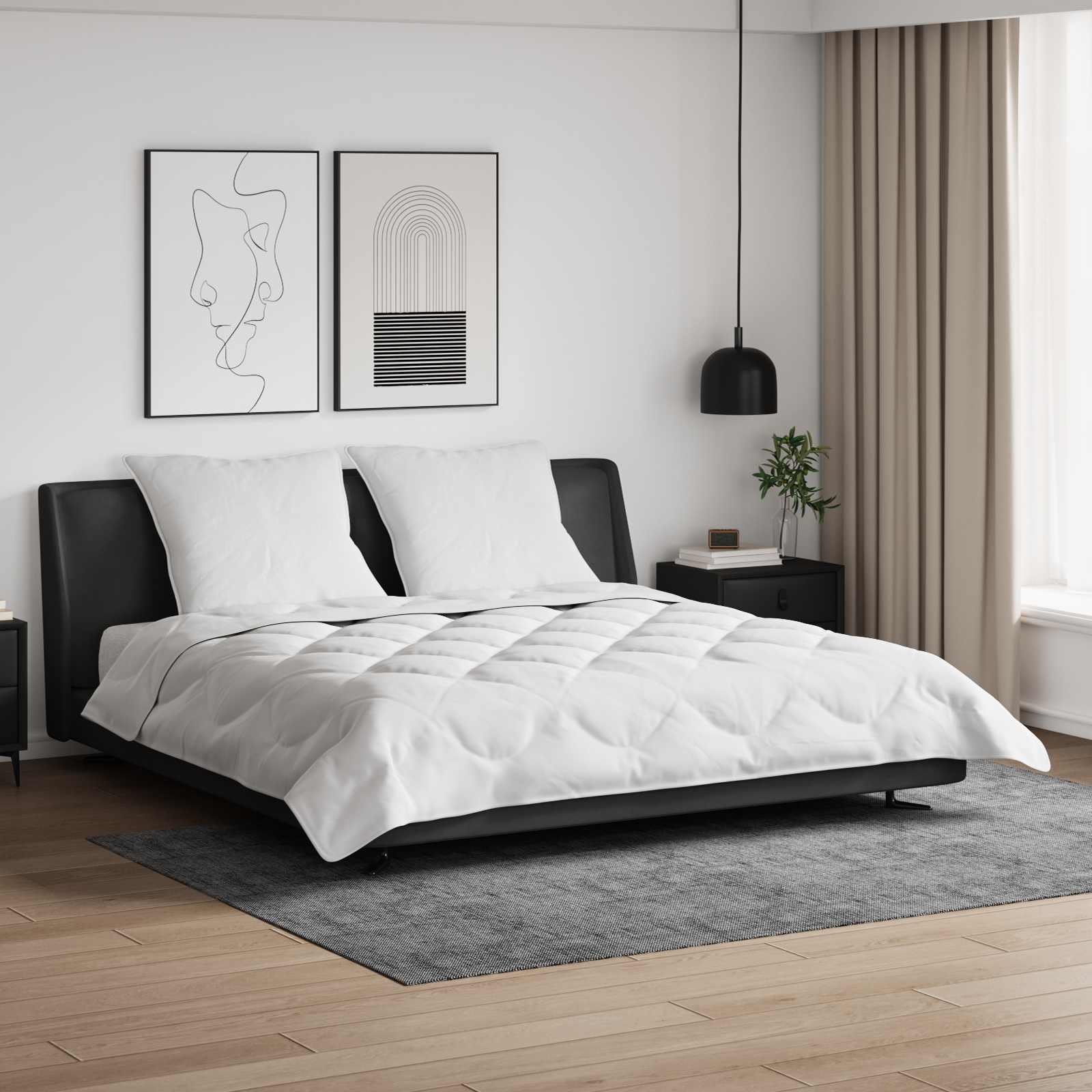 Duvet Estivo con cuscino 3 pcs Bianco Microfibra