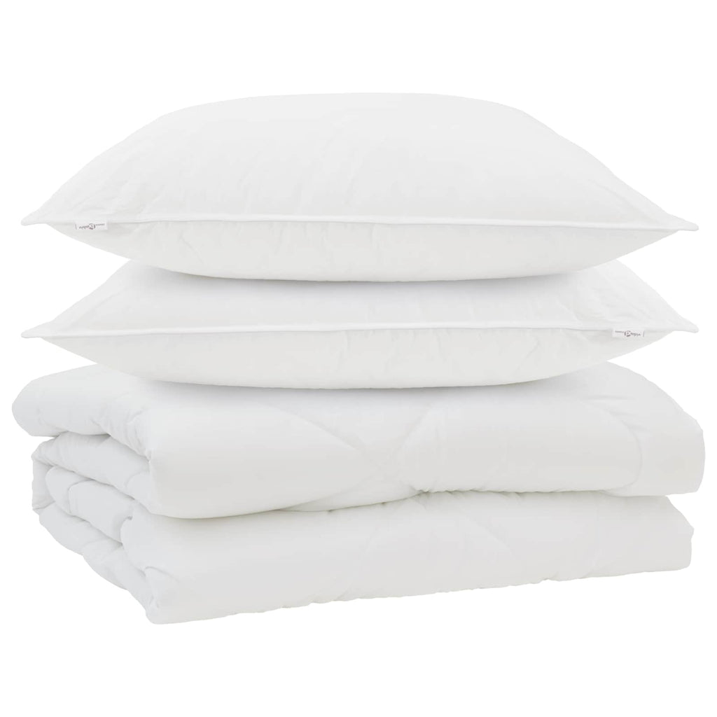 Piumone con cuscino 3 pcs Bianco Microfibra