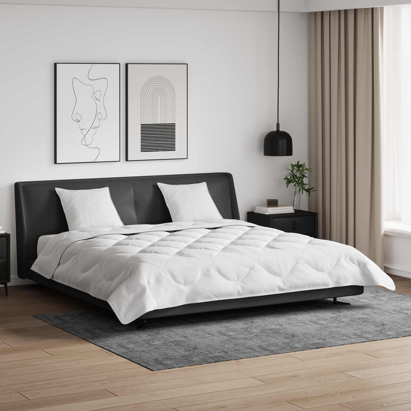 Piumone con cuscino 3 pcs Bianco Microfibra