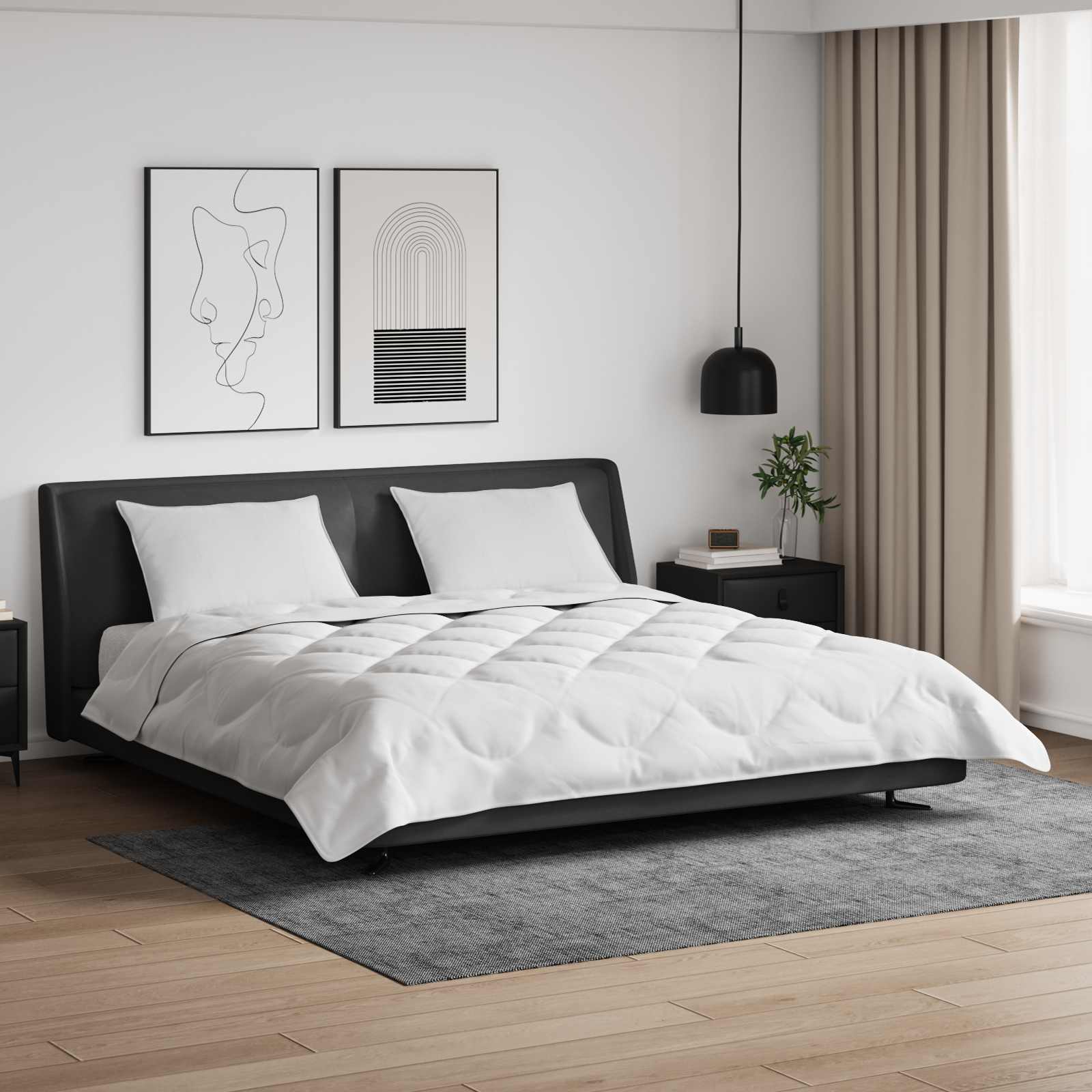 Piumone con cuscino 3 pcs Bianco Microfibra