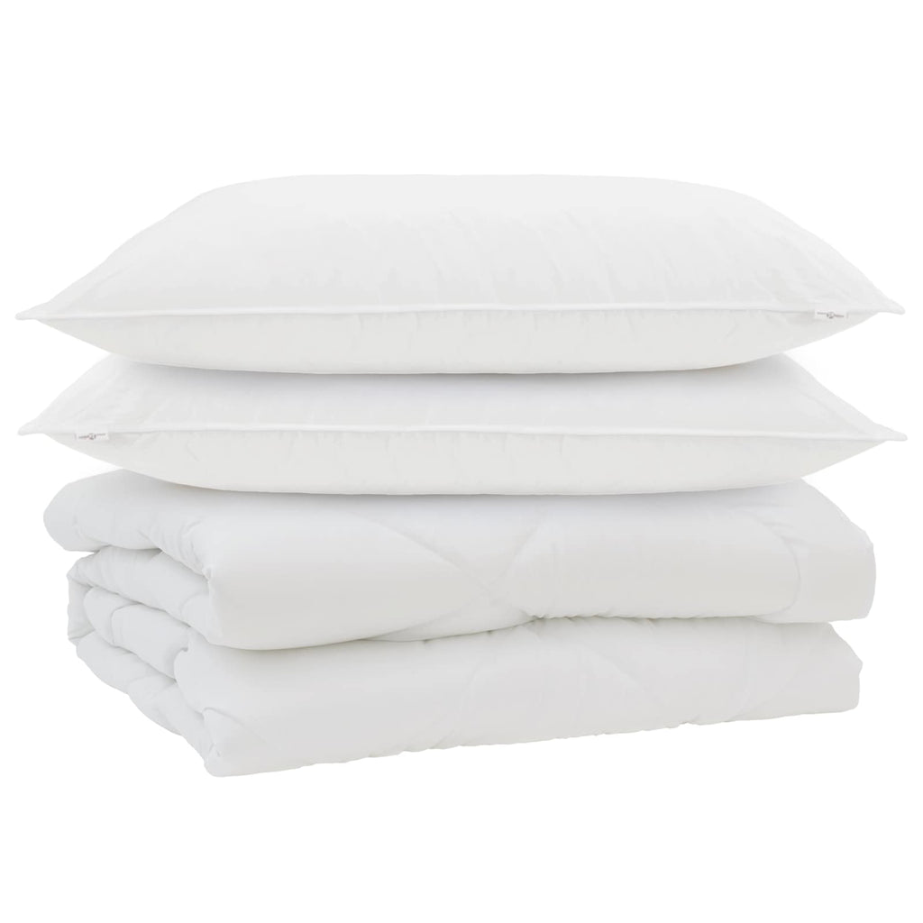 Piumone con cuscino 3 pcs Bianco Microfibra