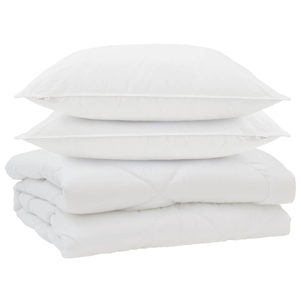 Piumone con cuscino 3 pcs Bianco Microfibra