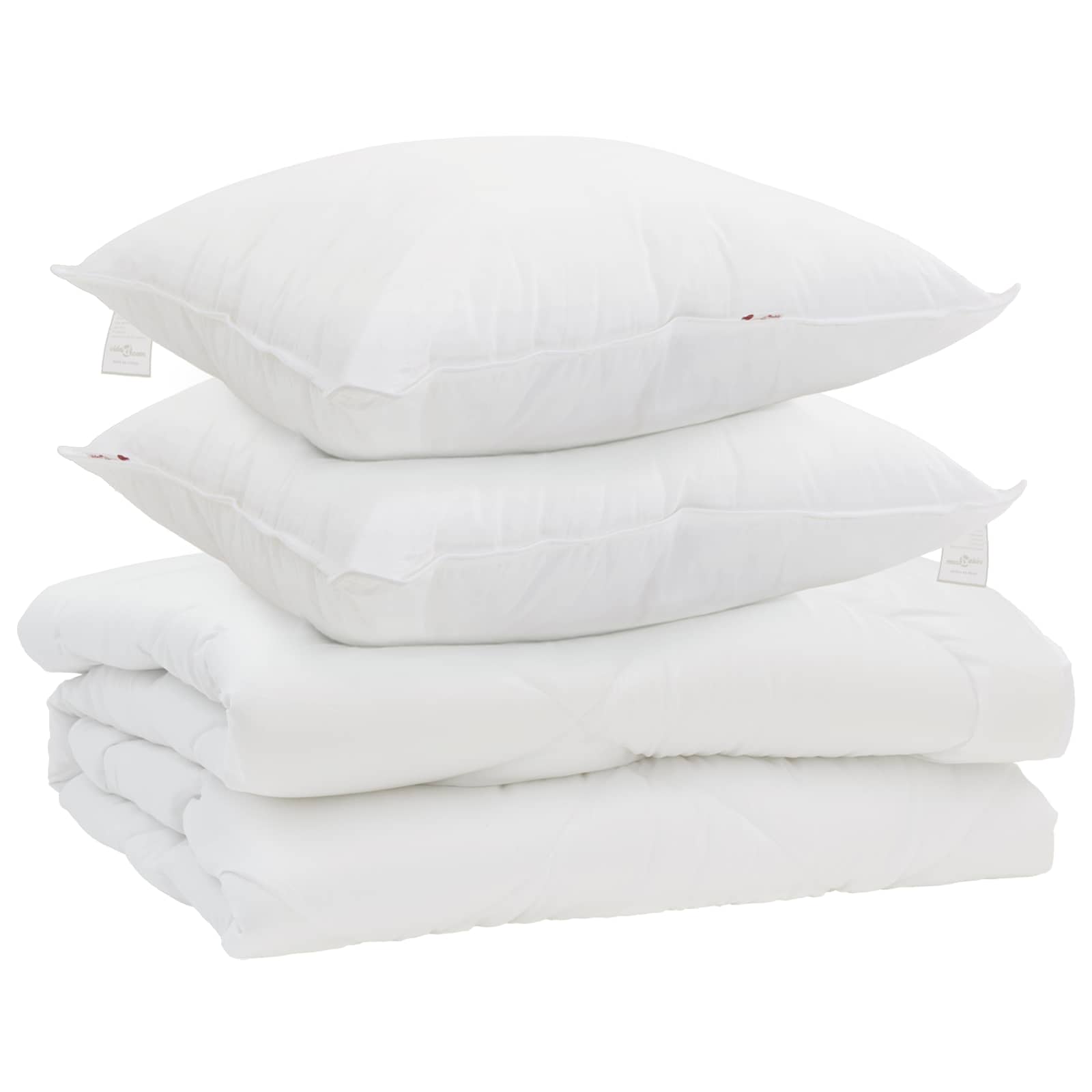 Piumone con cuscino 3 pcs Bianco Microfibra