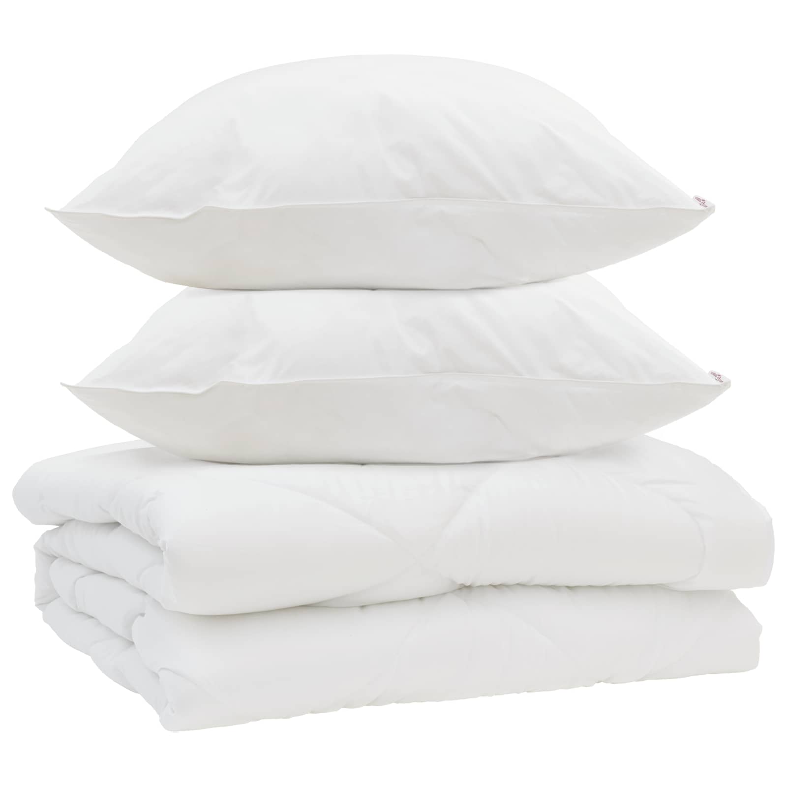 Piumone con cuscino 3 pcs Bianco Microfibra