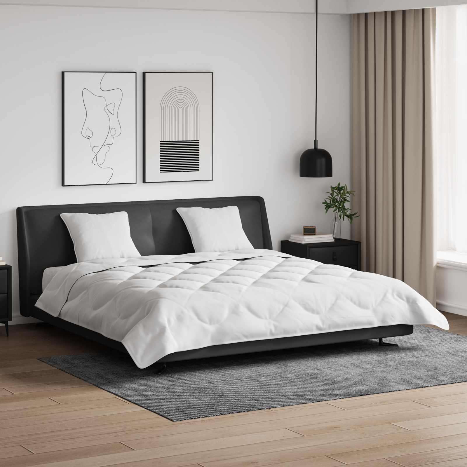 Piumone con cuscino 3 pcs Bianco Microfibra