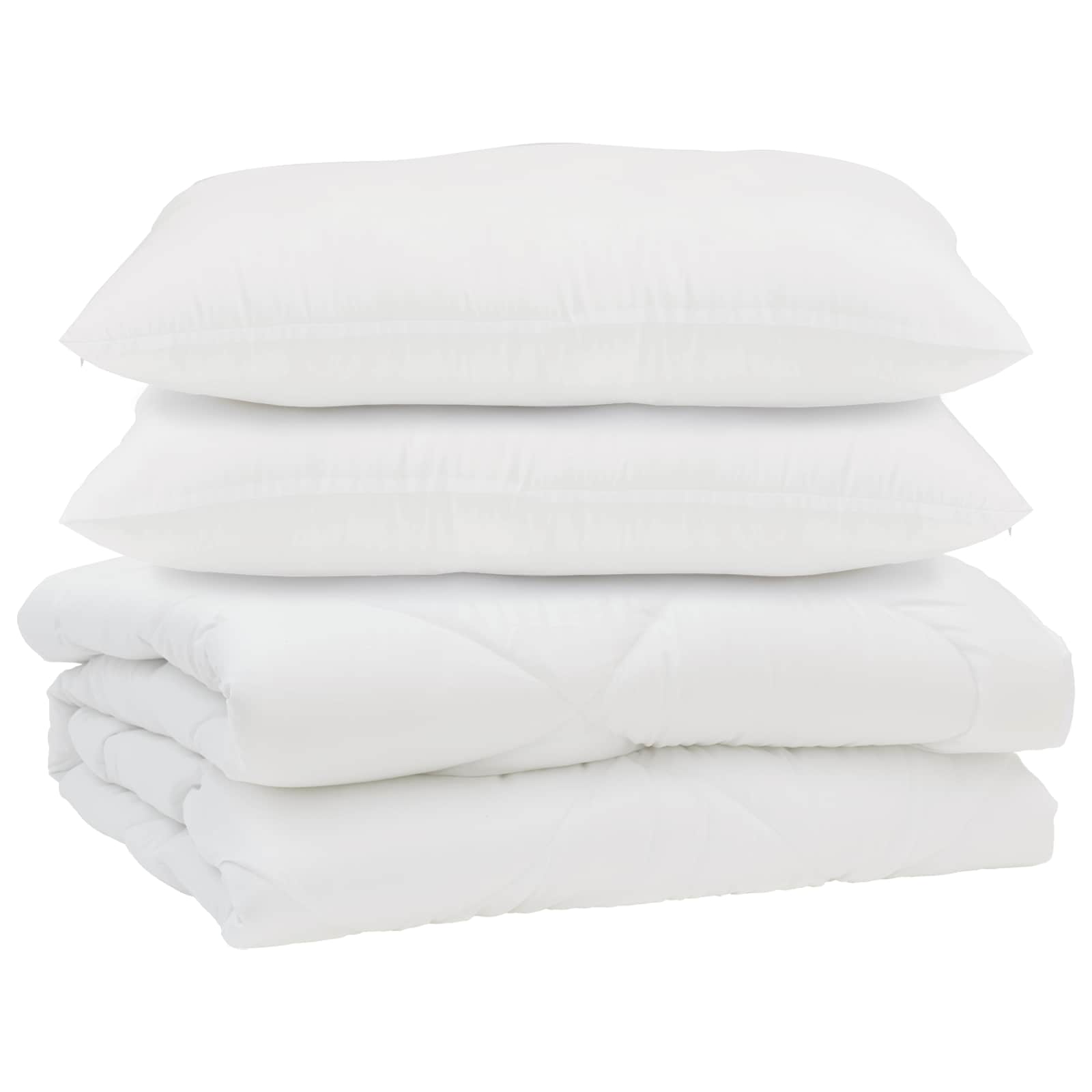 Piumone con cuscino 3 pcs Bianco Microfibra