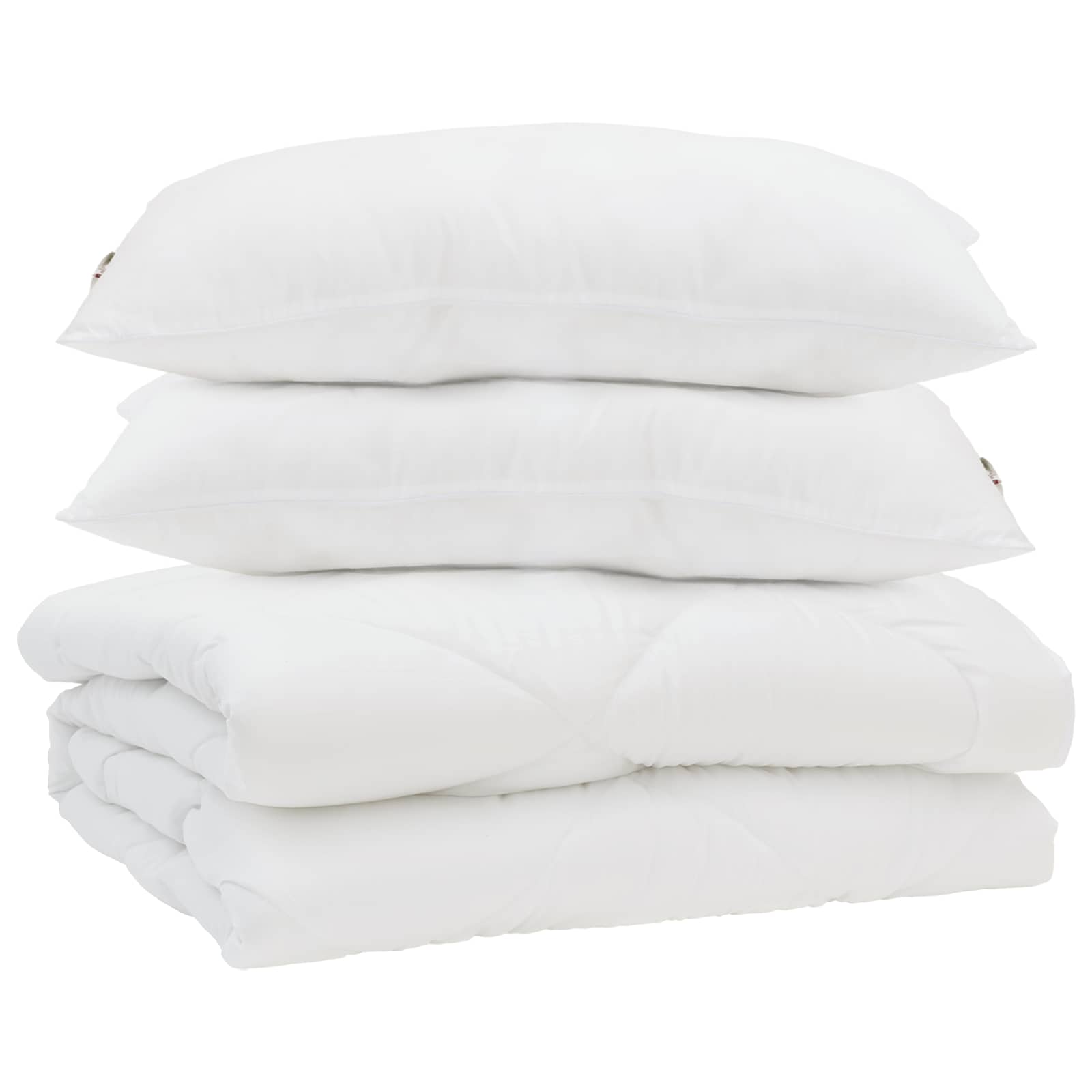 Piumone con cuscino 3 pcs Bianco Microfibra