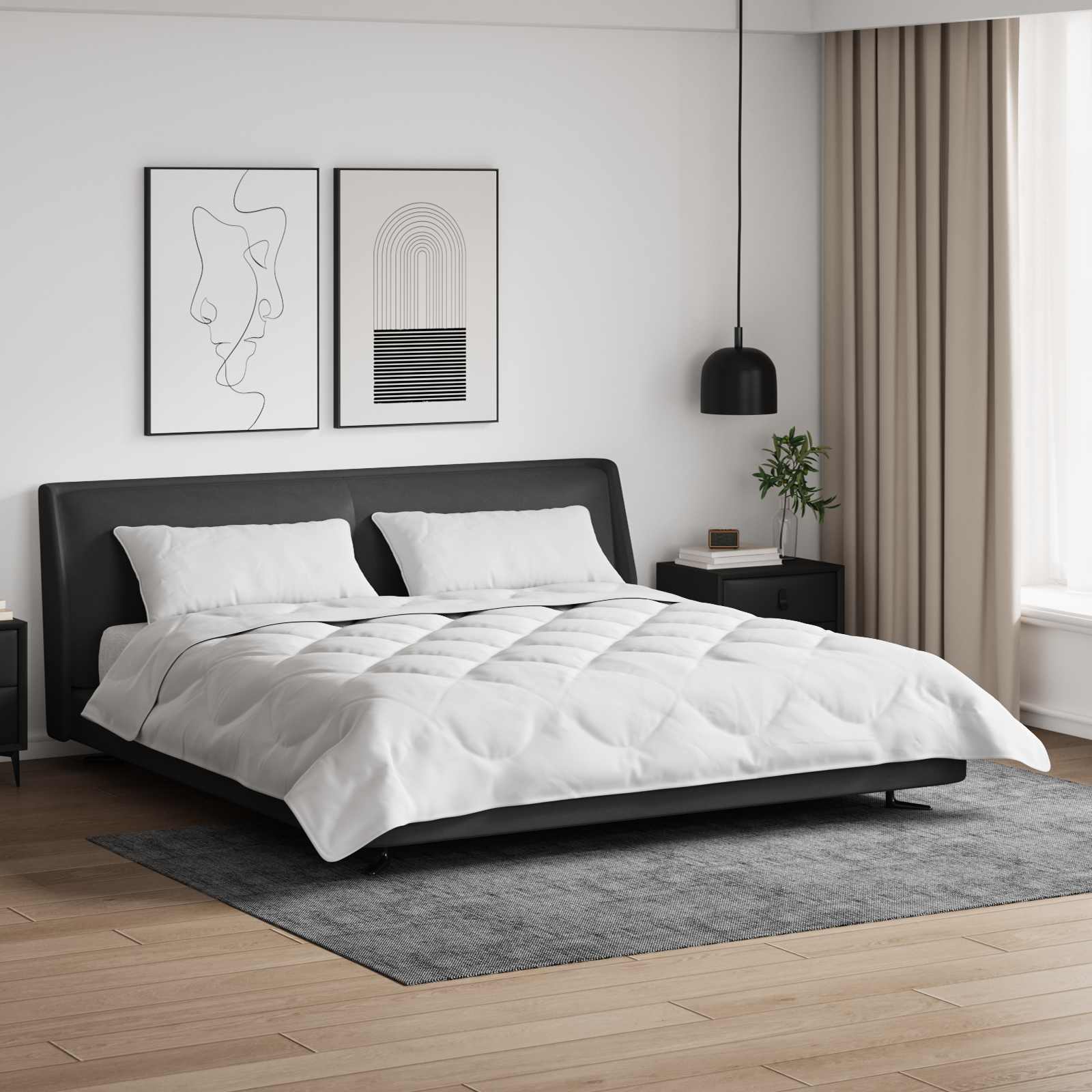 Piumone con cuscino 3 pcs Bianco Microfibra