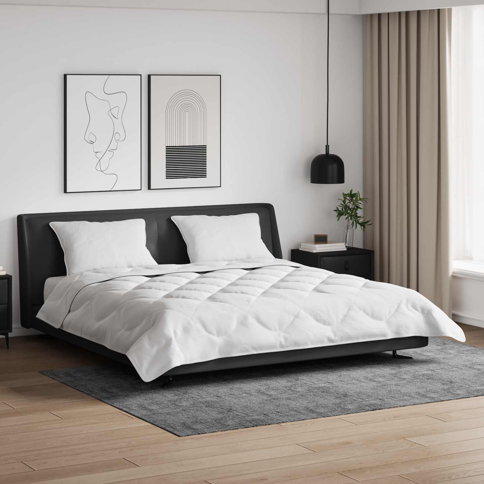 Piumone con cuscino 3 pcs Bianco Microfibra