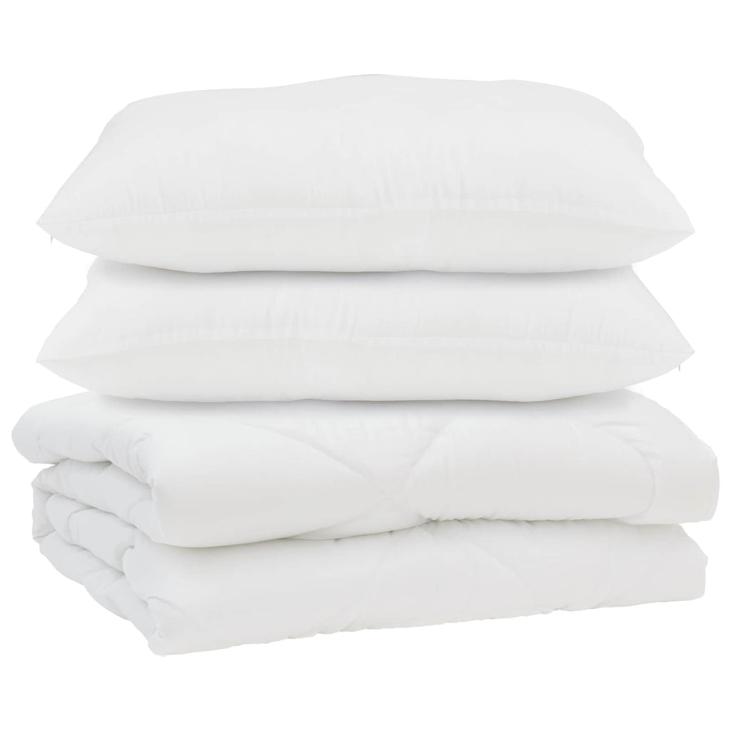 Piumone con cuscino 3 pcs Bianco Microfibra