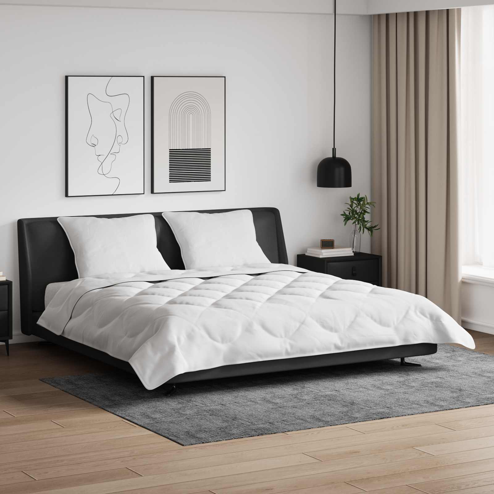 Piumone con cuscino 3 pcs Bianco Microfibra