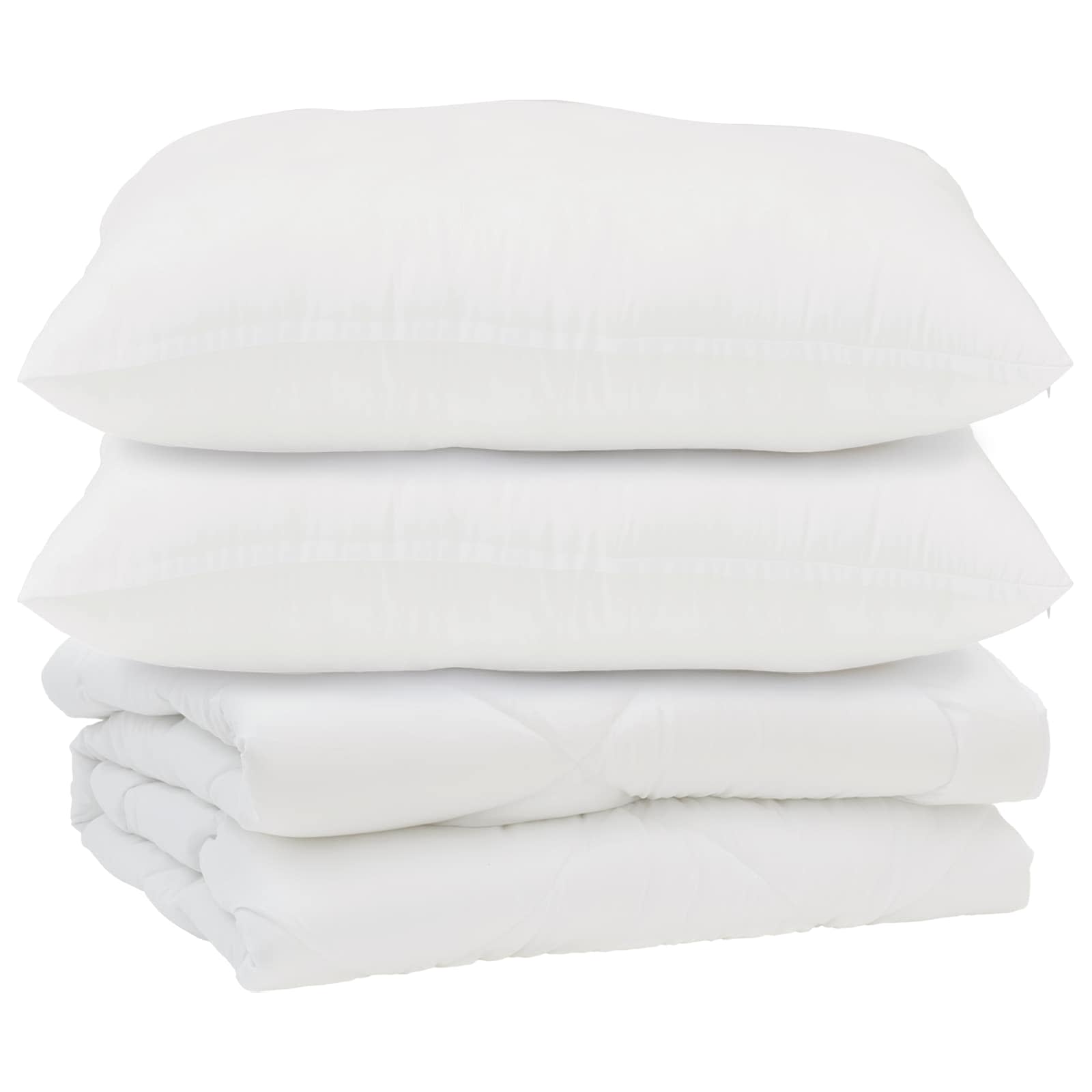 Piumone con cuscino 3 pcs Bianco Microfibra