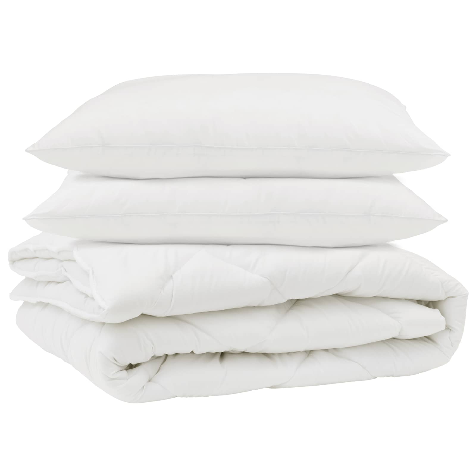 Piumone con cuscino 3 pcs Bianco Microfibra