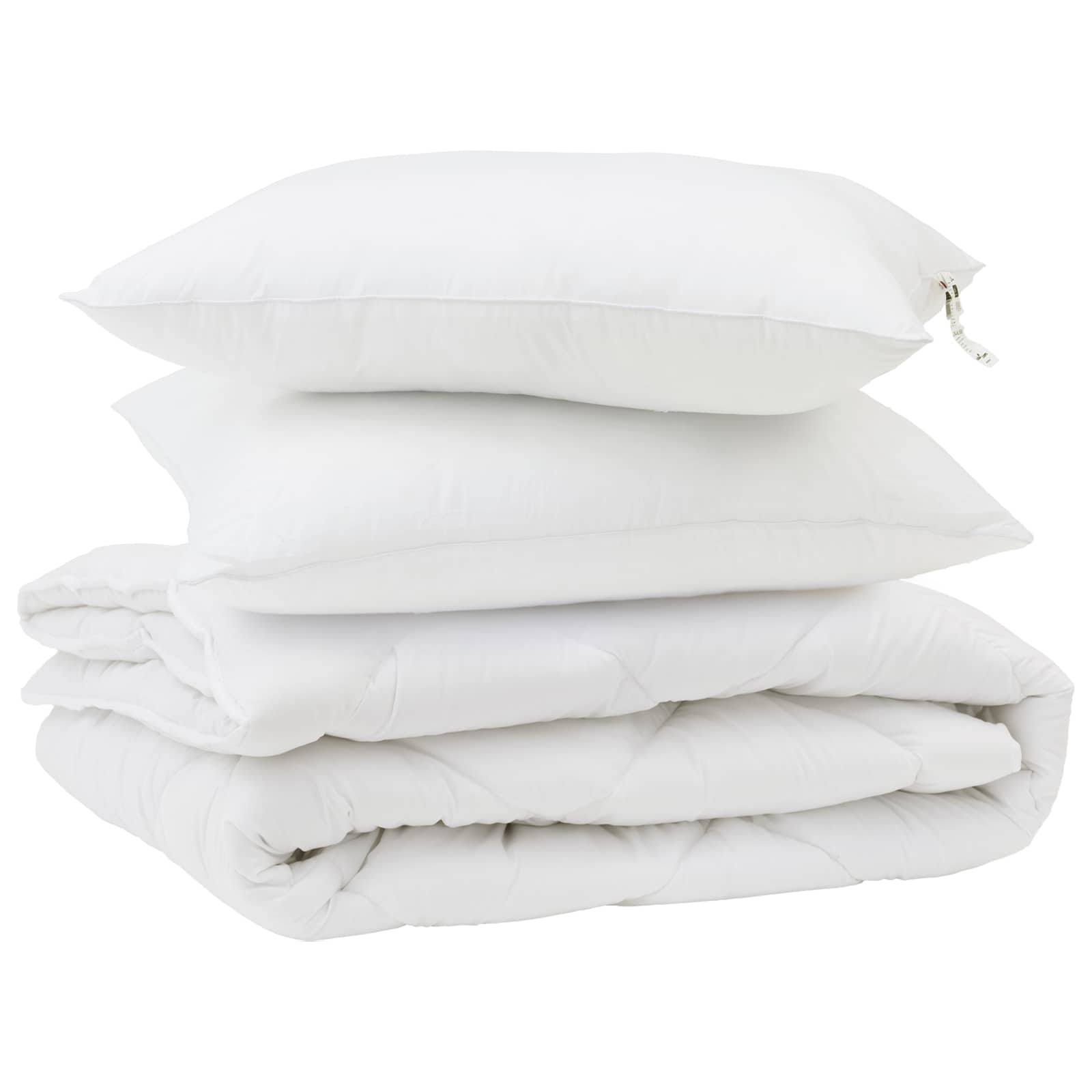 Piumone con cuscino 3 pcs Bianco Microfibra