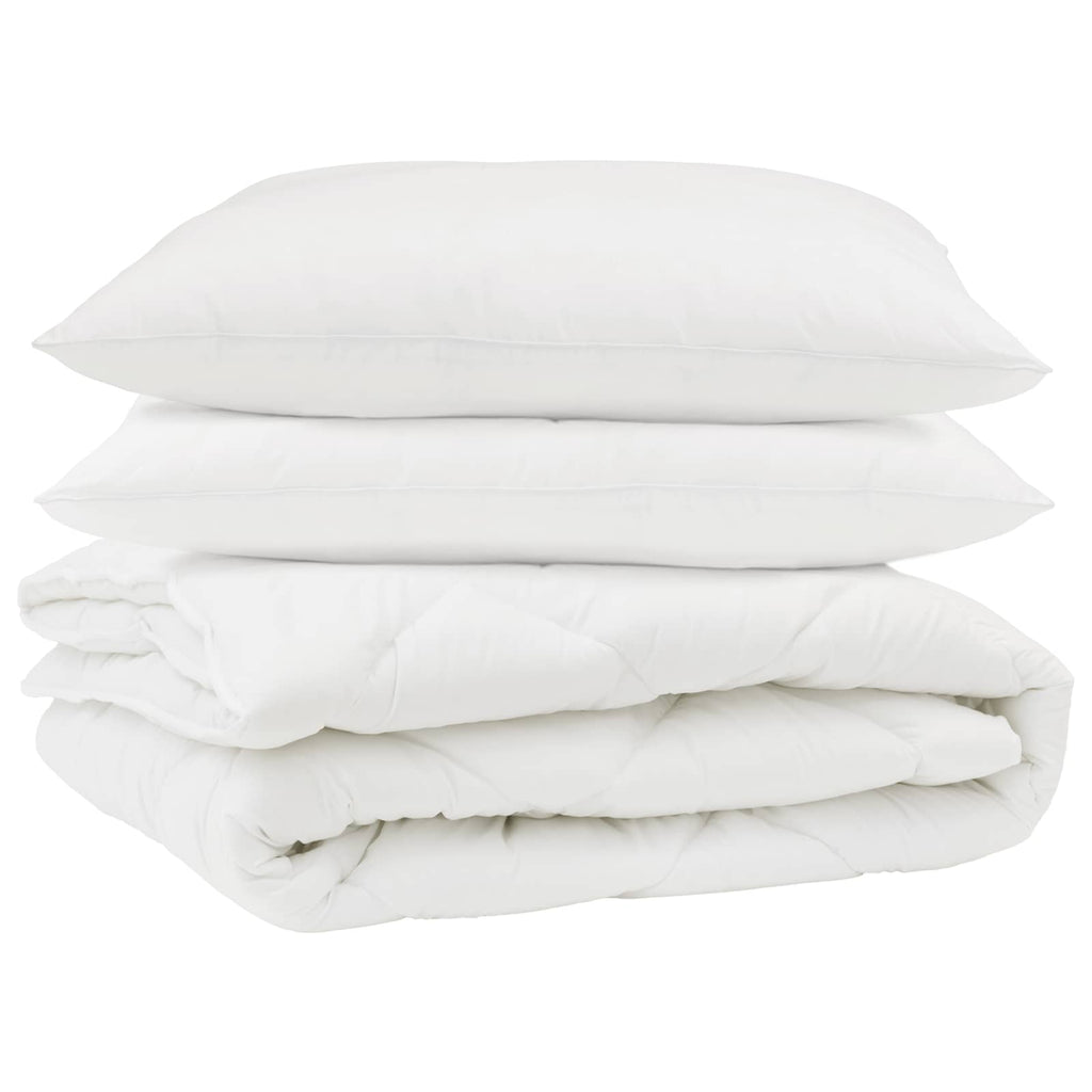 Piumone con cuscino 3 pcs Bianco Microfibra