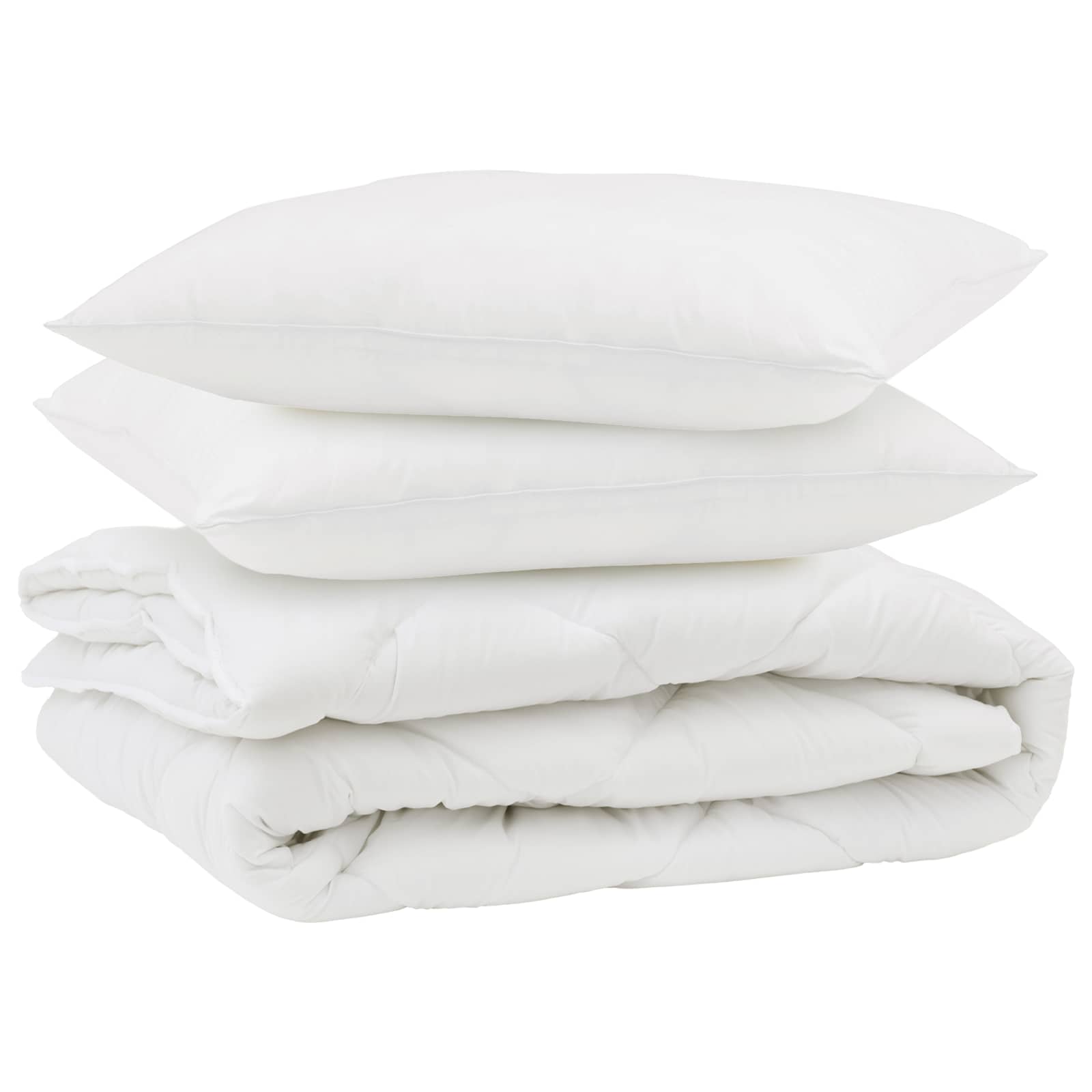 Piumone con cuscino 3 pcs Bianco Microfibra