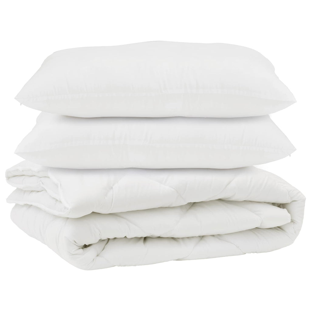 Piumone con cuscino 3 pcs Bianco Microfibra