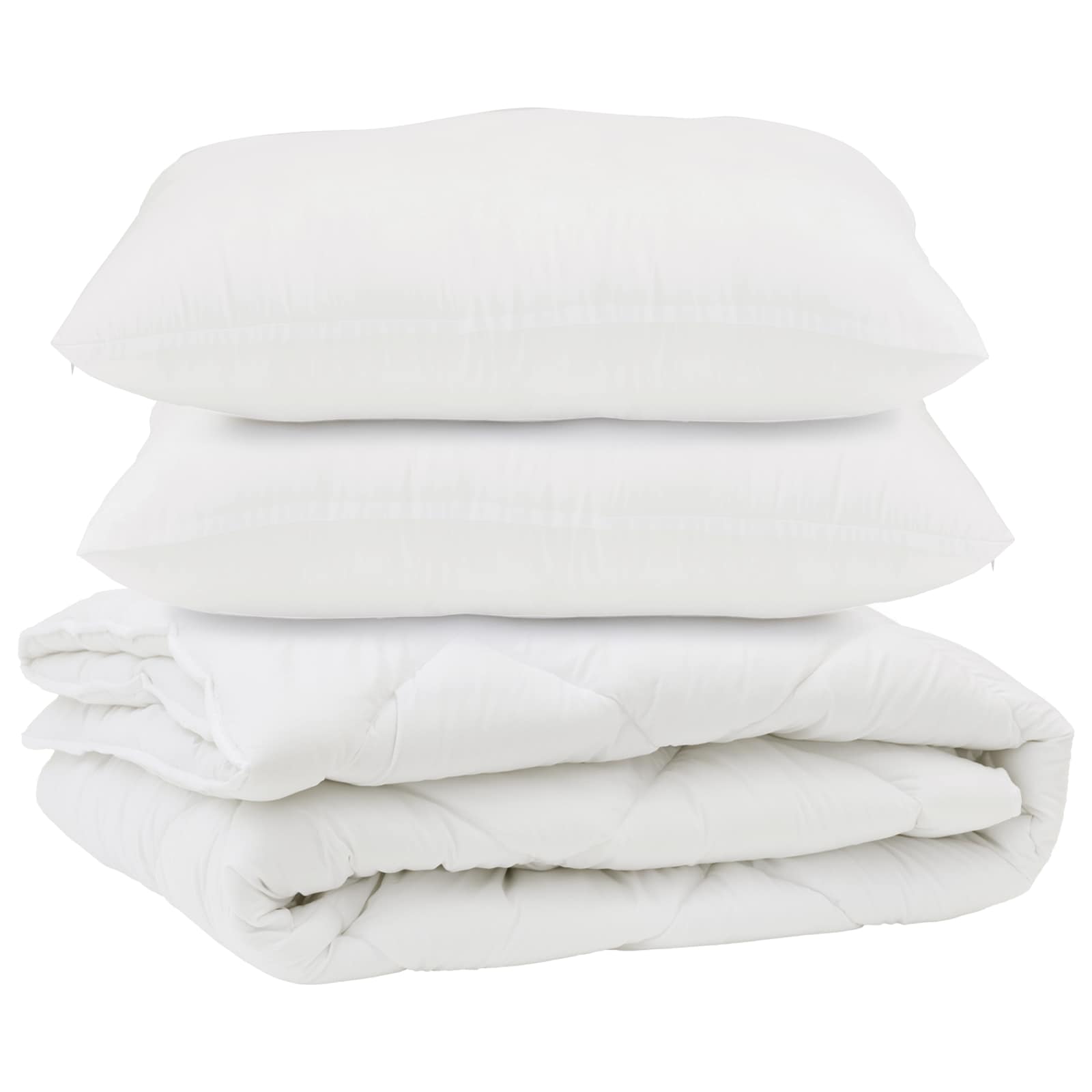 Piumone con cuscino 3 pcs Bianco Microfibra
