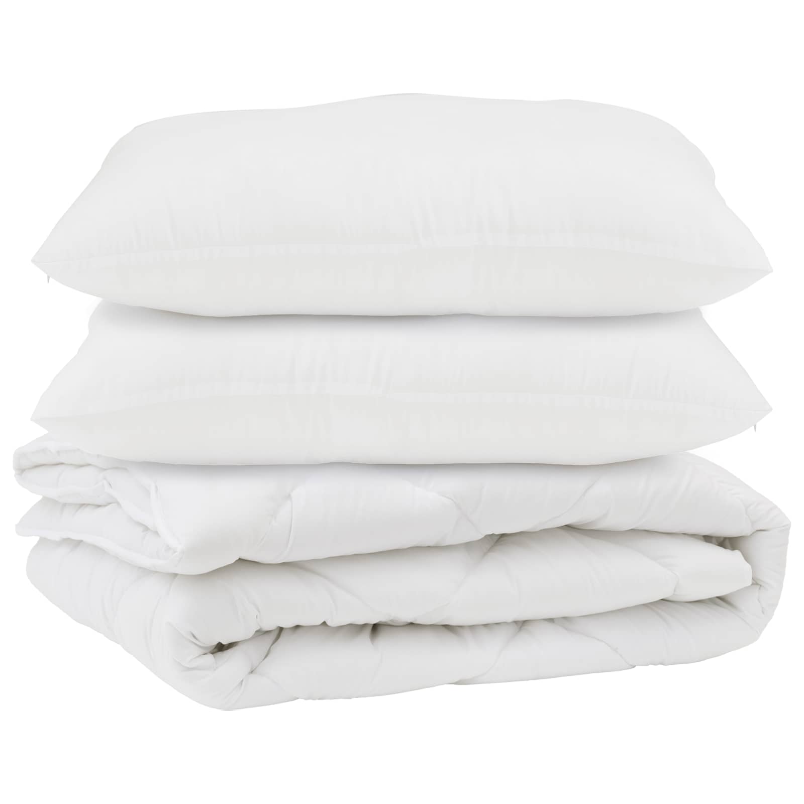 Piumone con cuscino 3 pcs Bianco Microfibra