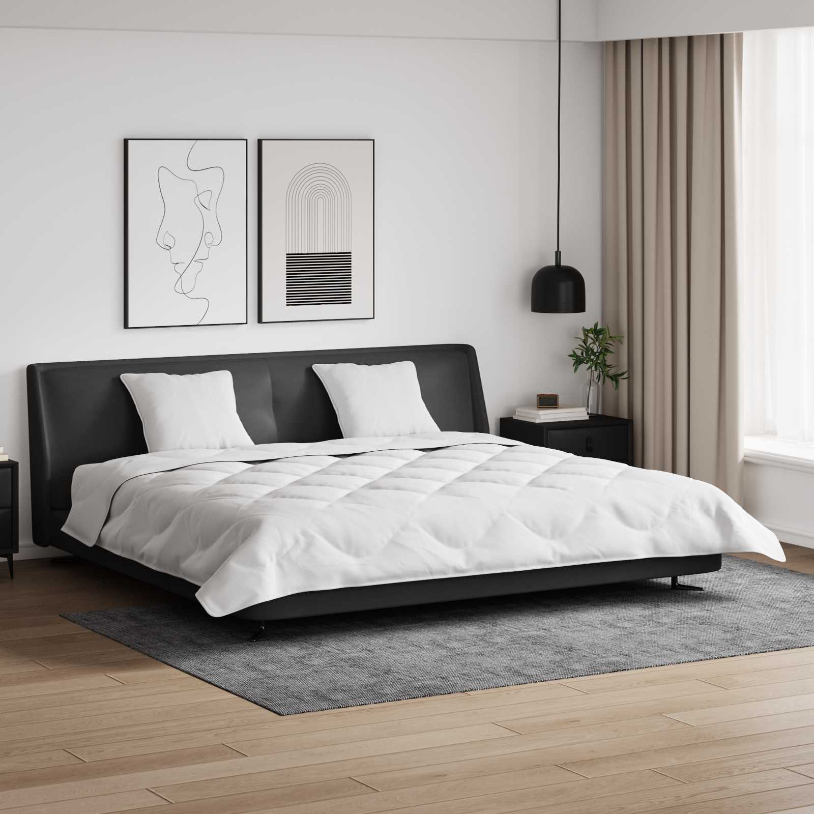 Piumone con Cuscini 3 pcs Bianco Microfibra e Piuma d'Oca