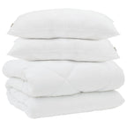 Piumone con Cuscini 3 pcs Bianco Microfibra e Piuma d'Oca
