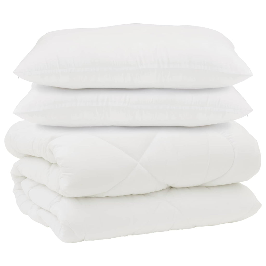 Piumone con Cuscini 3 pcs Bianco Microfibra e Piuma d'Oca