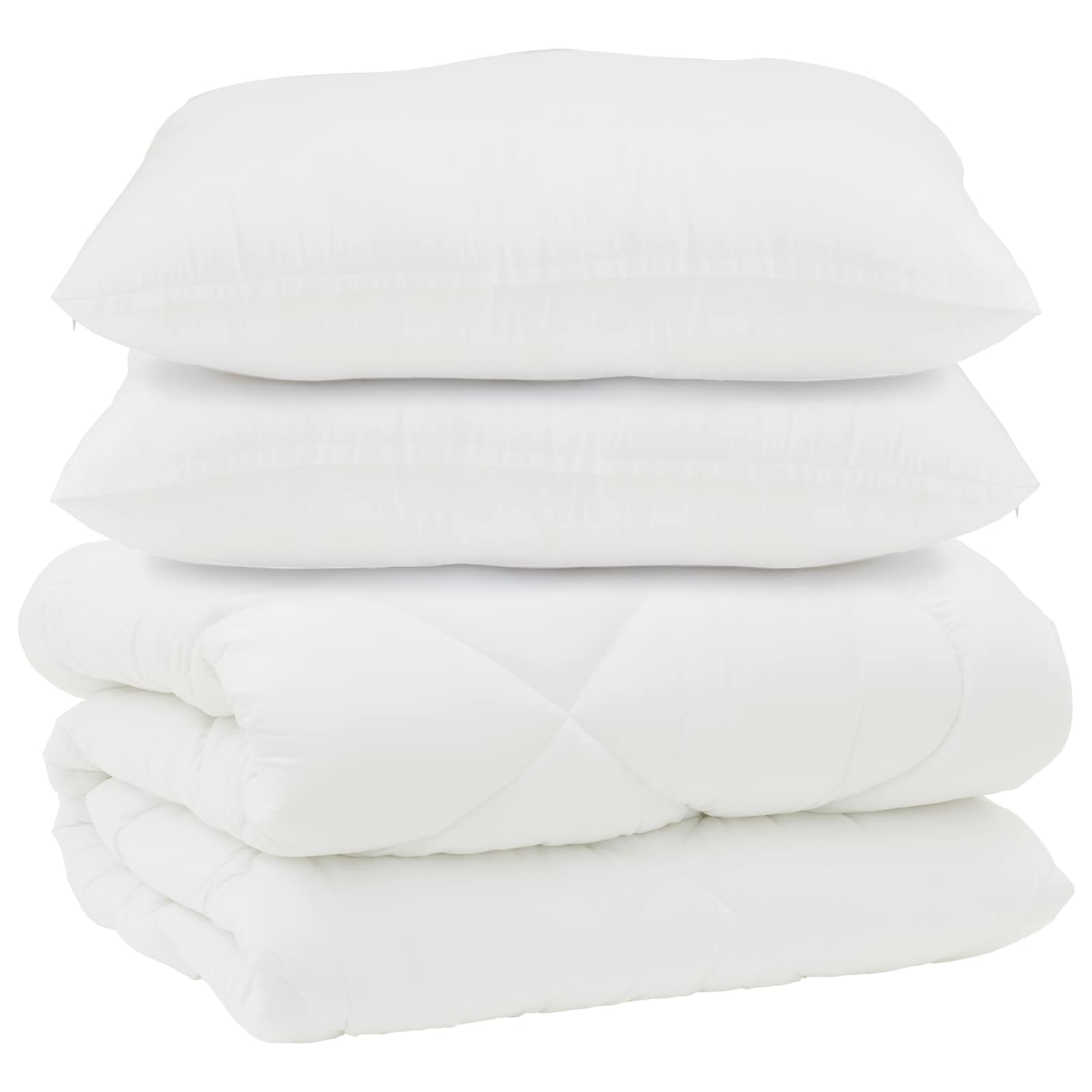 Piumone con Cuscini 3 pcs Bianco Microfibra e Piuma d'Oca