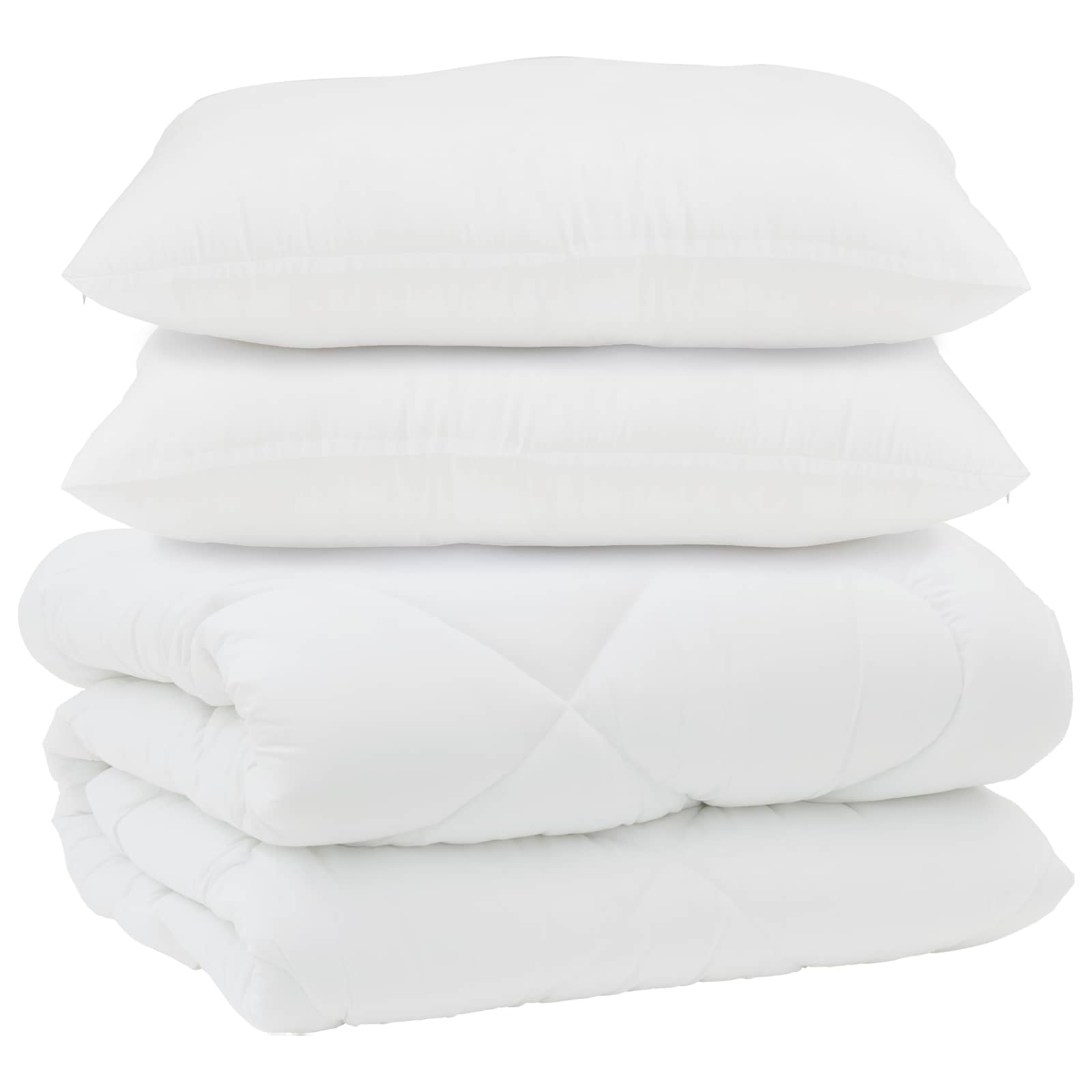 Piumone con Cuscini 3 pcs Bianco Microfibra e Piuma d'Oca