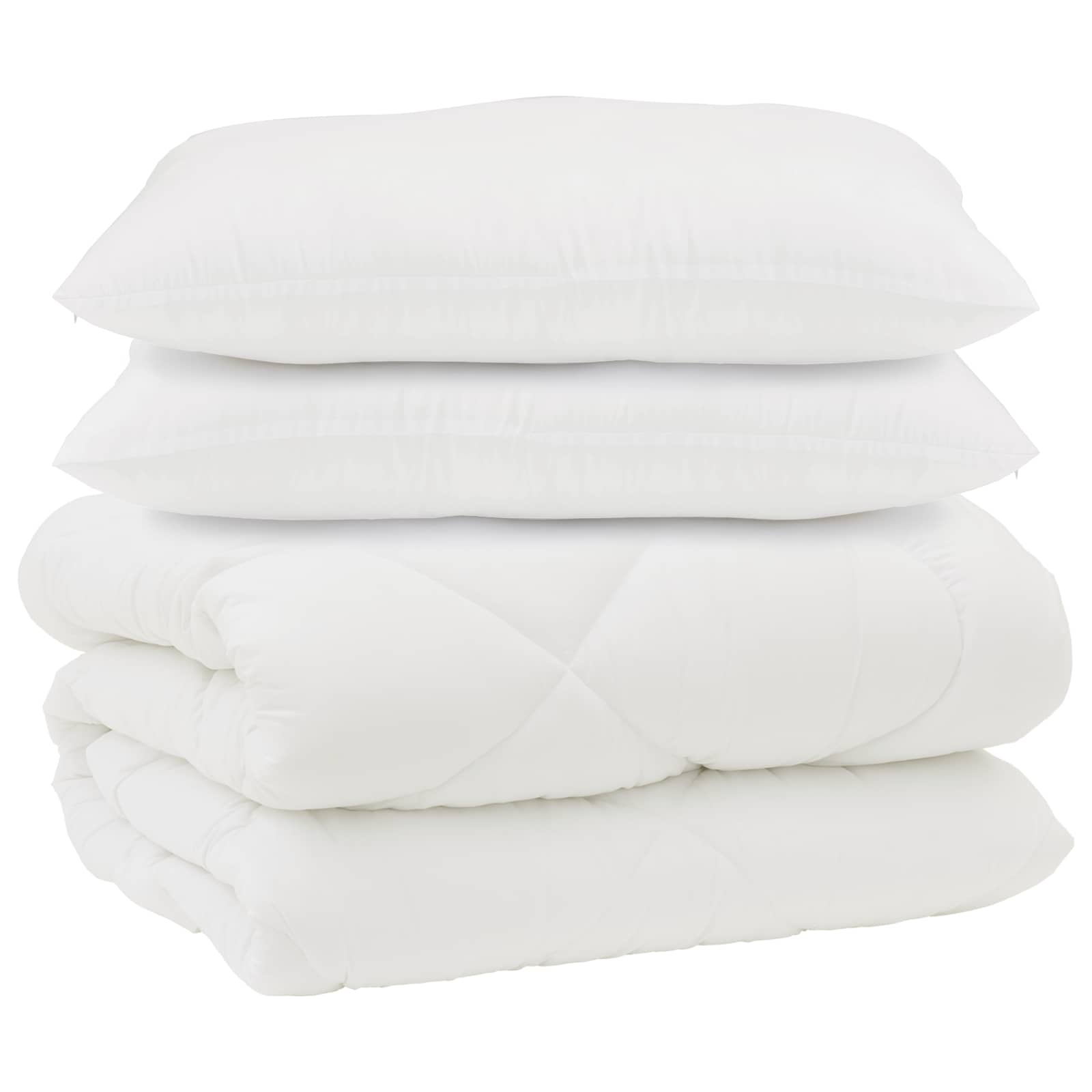 Piumone con Cuscini 3 pcs Bianco Microfibra e Piuma d'Oca