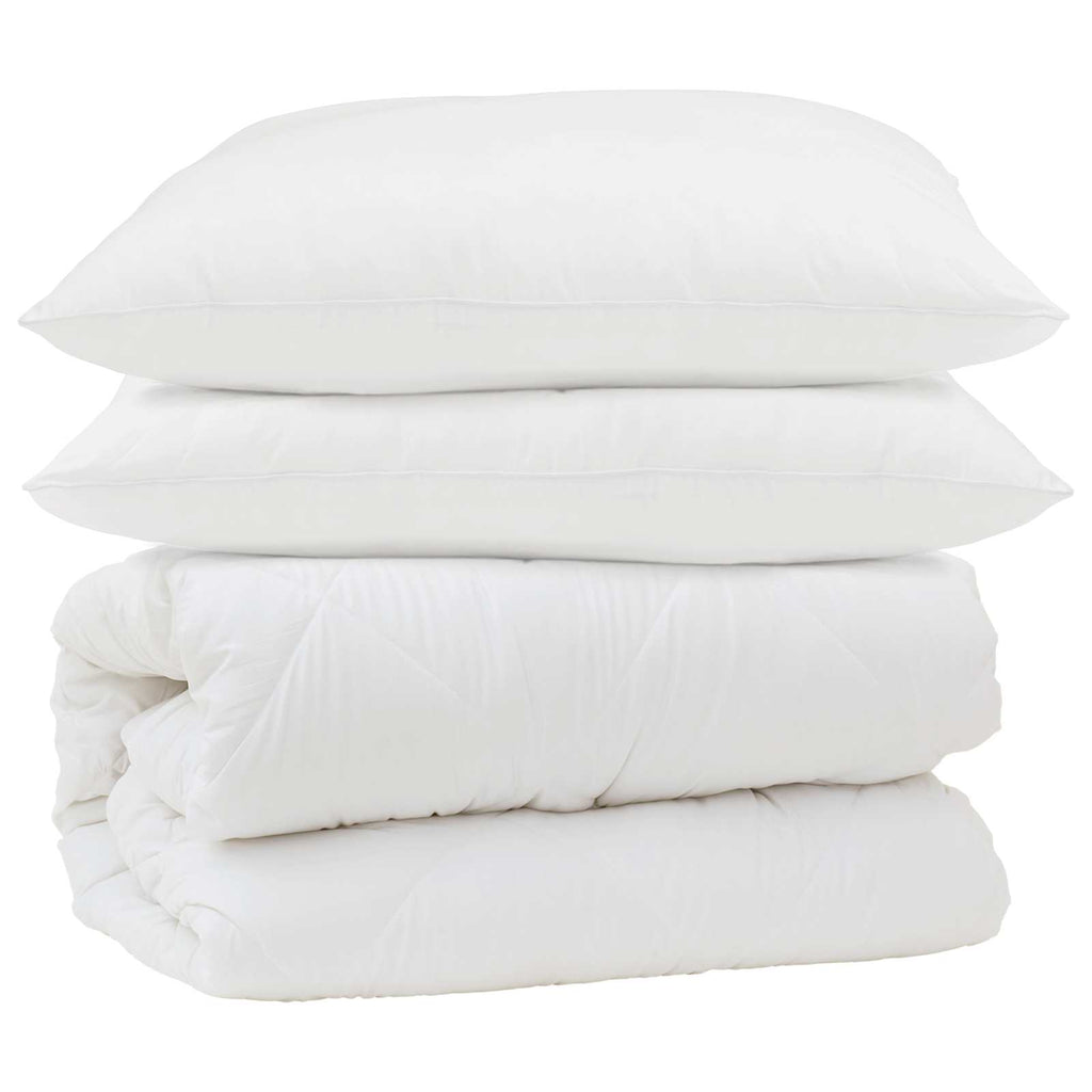 Set di Piumoni 3 pcs Bianco Microfibra e Piuma d'Oca