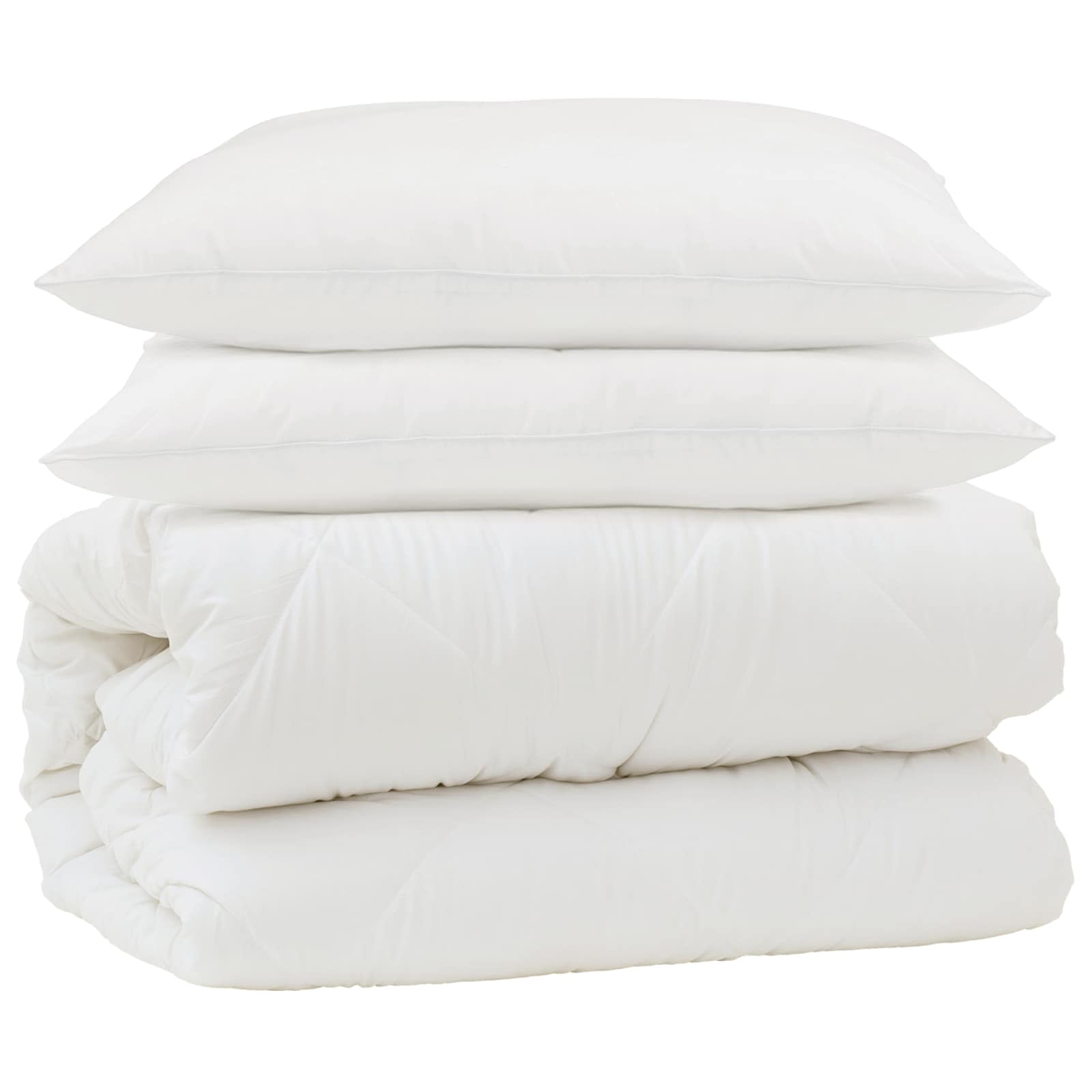 Set di Piumoni 3 pcs Bianco Microfibra e Piuma d'Oca