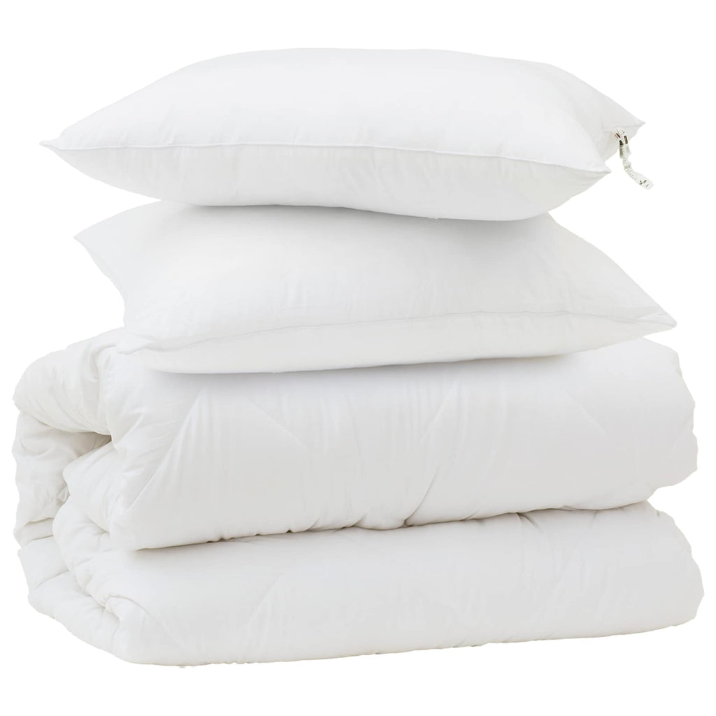 Set di Piumoni 3 pcs Bianco Microfibra e Piuma d'Oca