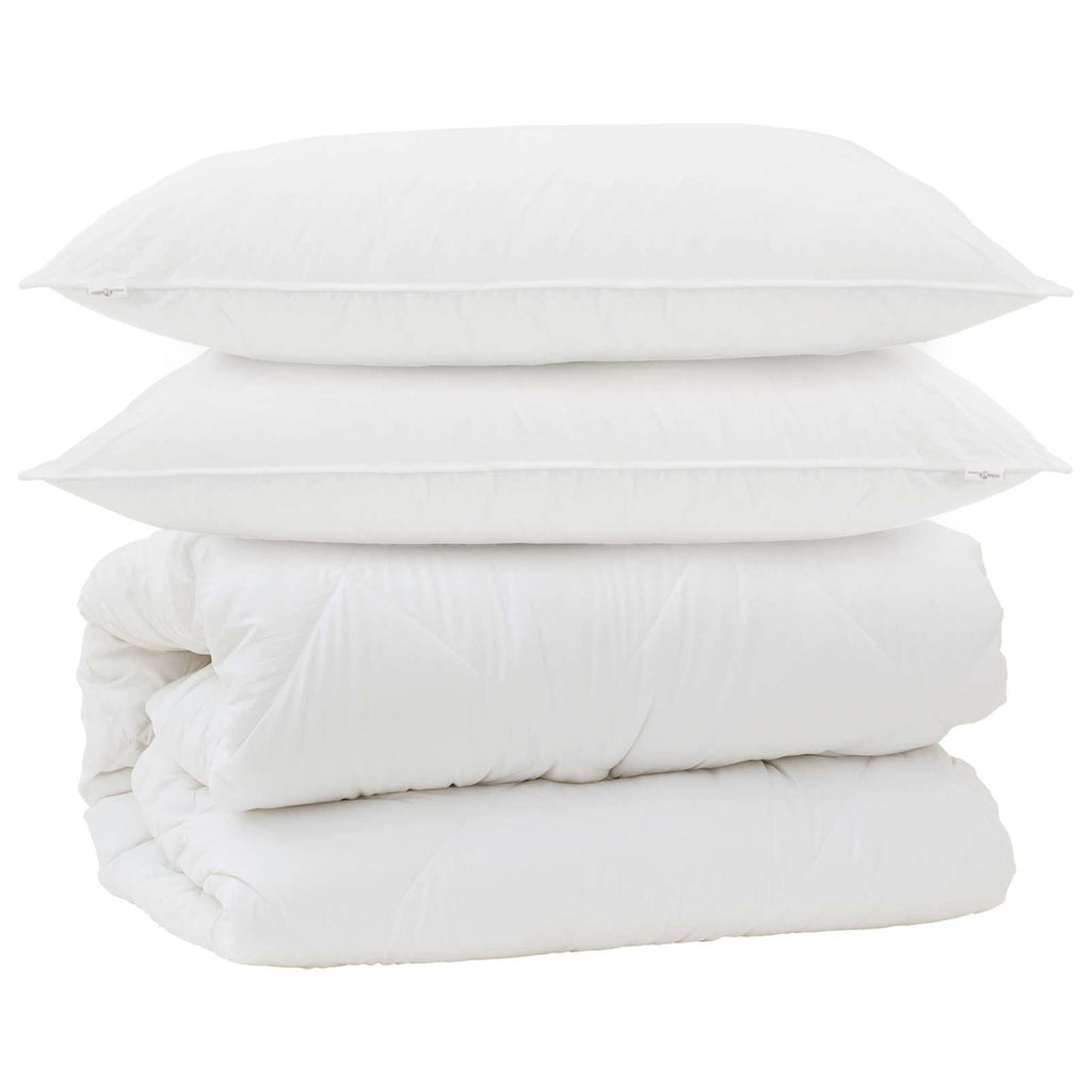 Piumone con Cuscini con cuscino 3 pcs Bianco Microfibra