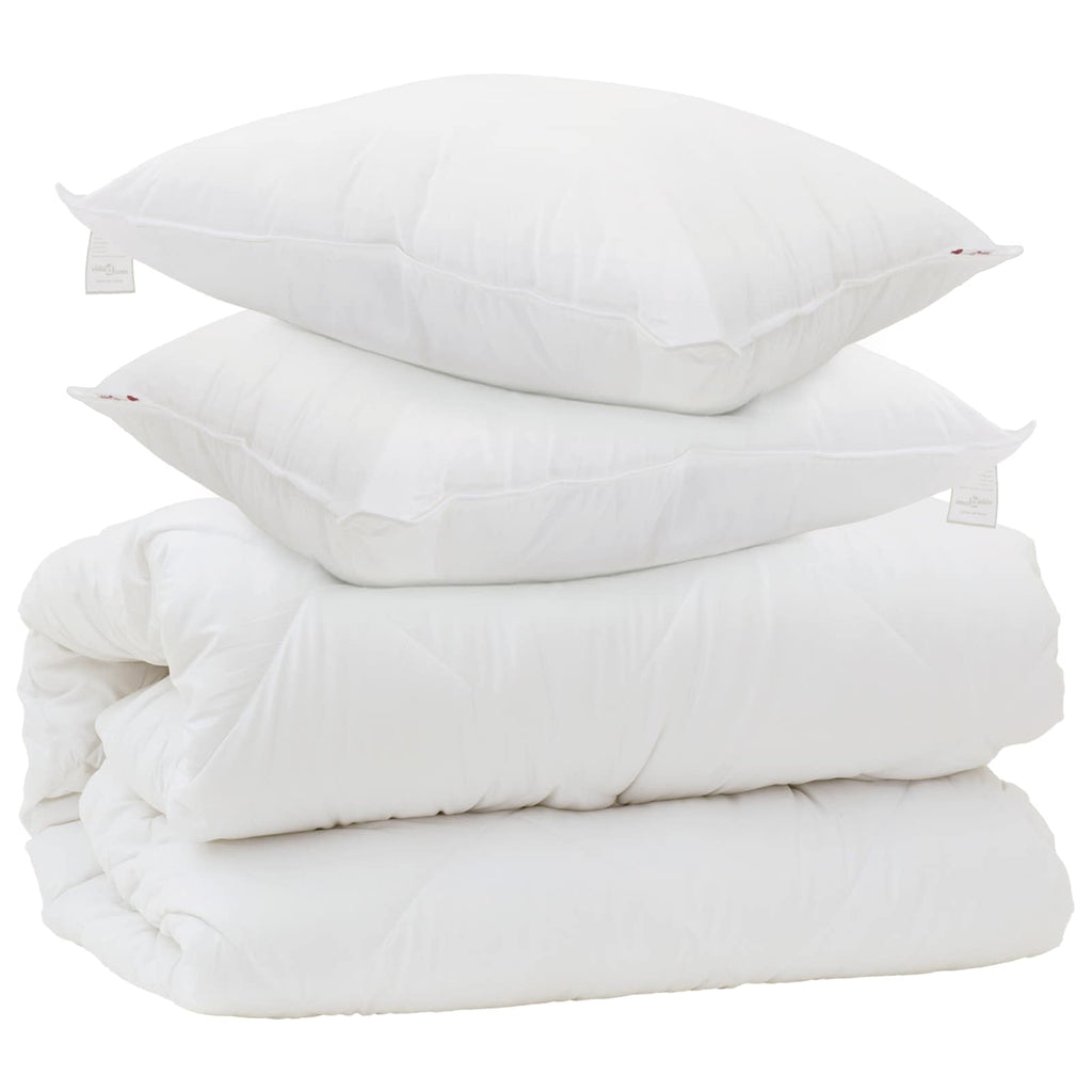 Piumone con Cuscini con cuscino 3 pcs Bianco Microfibra