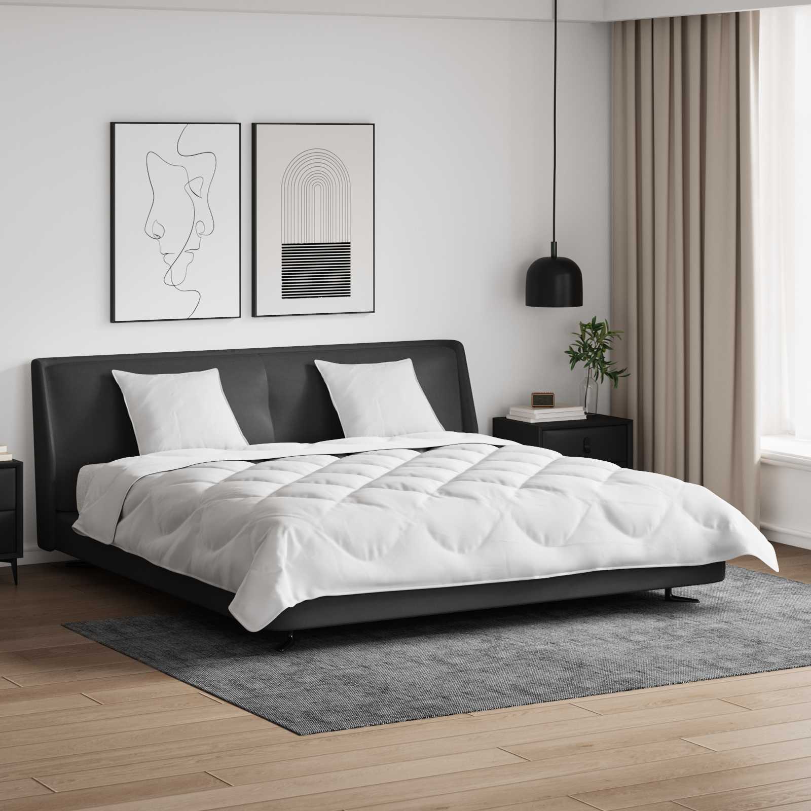 Piumone con Cuscini con cuscino 3 pcs Bianco Microfibra