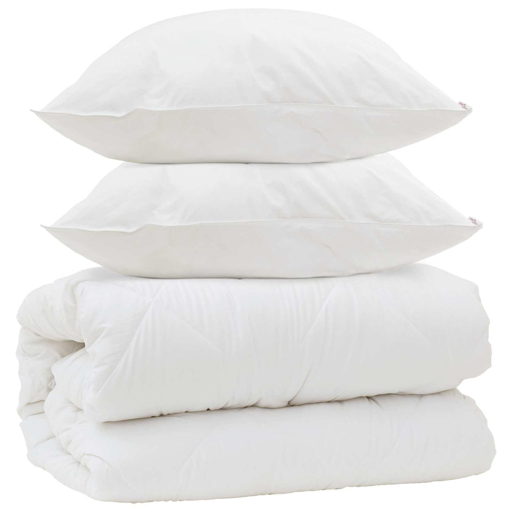 Piumone con Cuscini con cuscino 3 pcs Bianco Microfibra