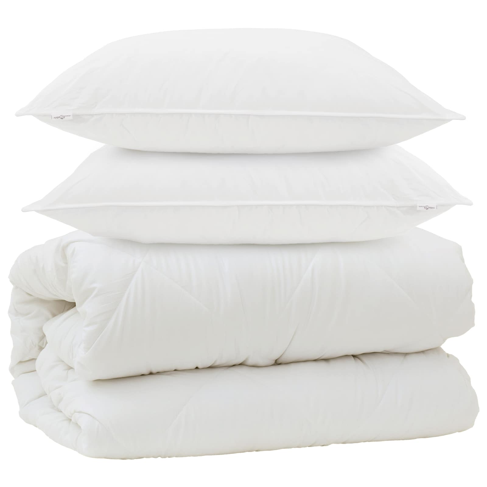Piumone con Cuscini con cuscino 3 pcs Bianco Microfibra