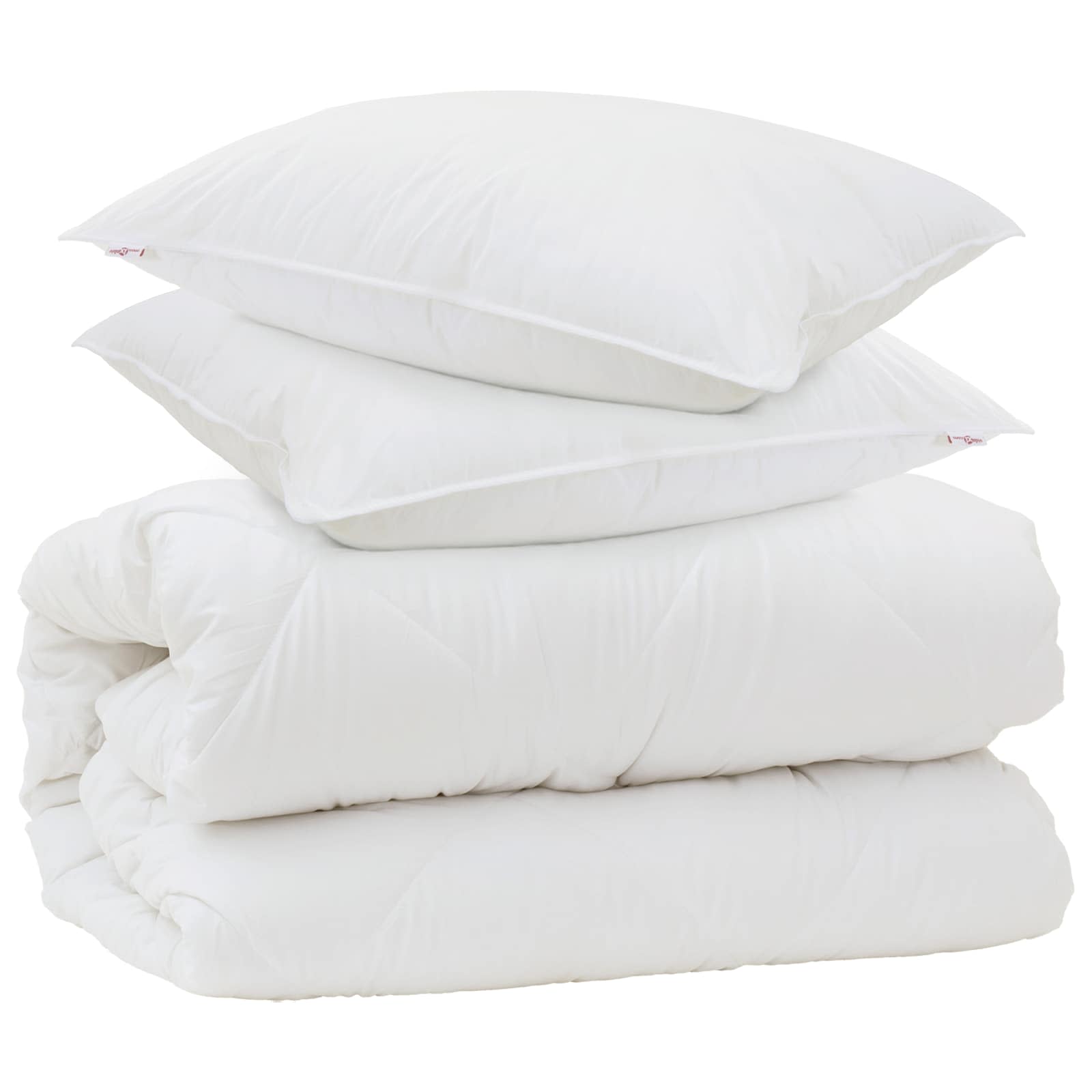 Piumone con Cuscini con cuscino 3 pcs Bianco Microfibra
