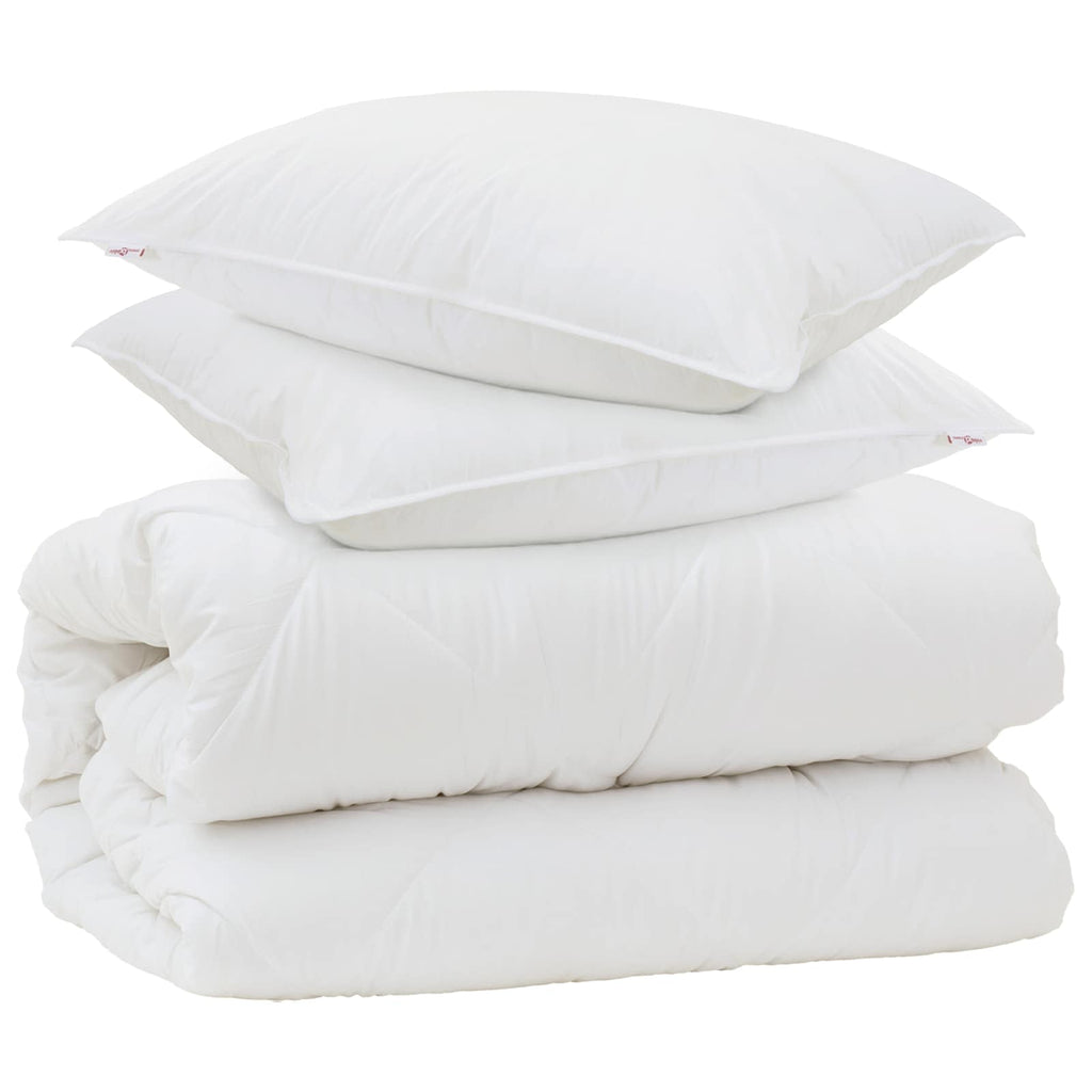 Piumone con Cuscini con cuscino 3 pcs Bianco Microfibra