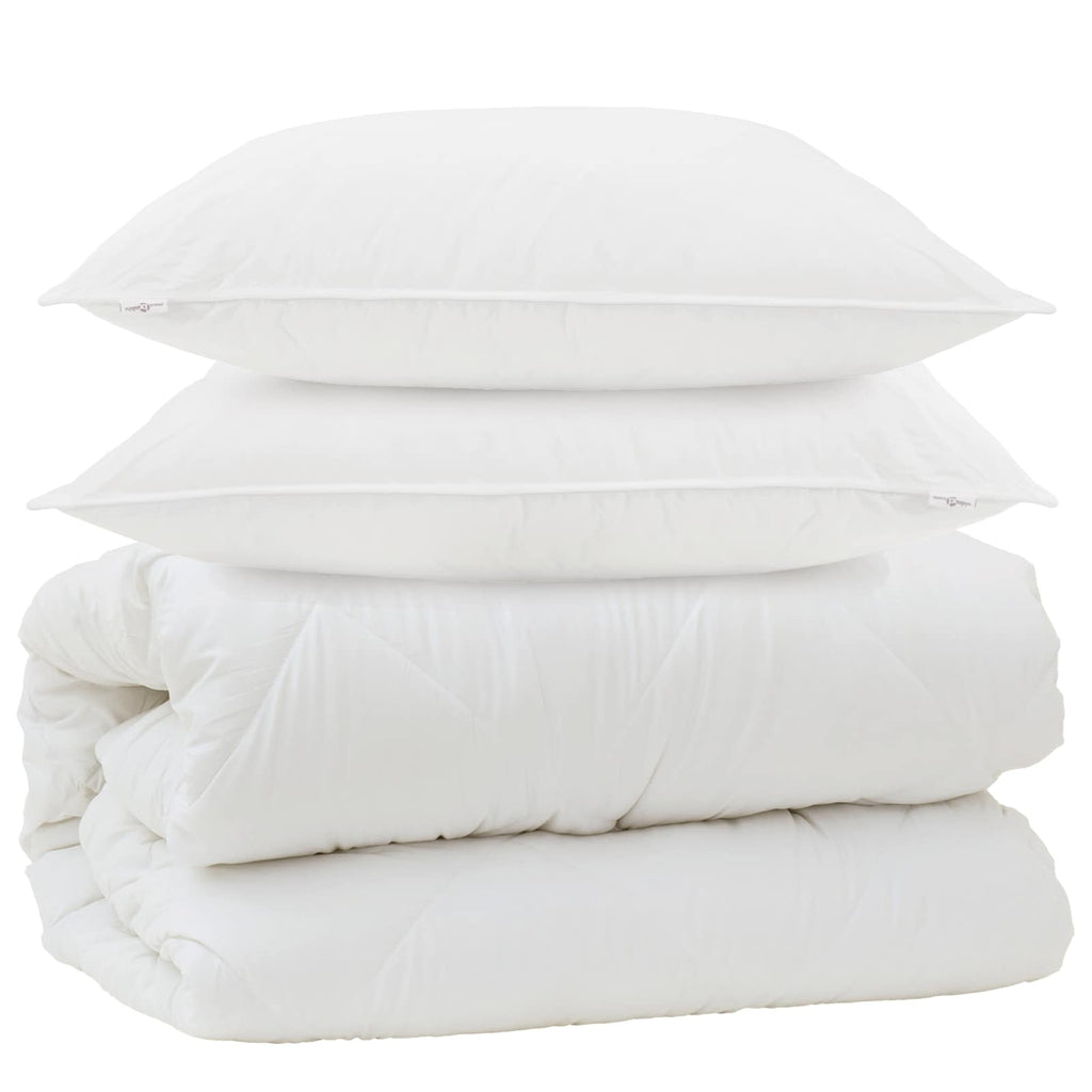 Piumone con Cuscini con cuscino 3 pcs Bianco Microfibra