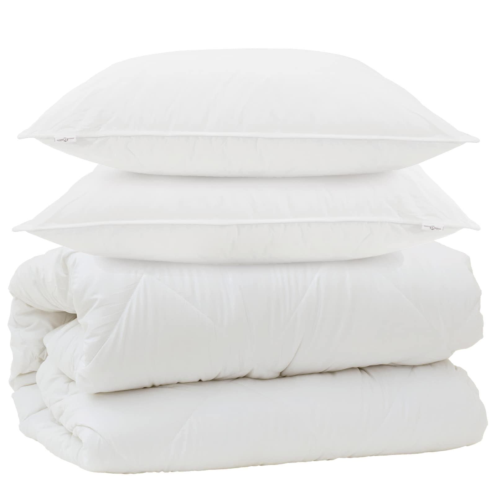 Piumone con Cuscini con cuscino 3 pcs Bianco Microfibra
