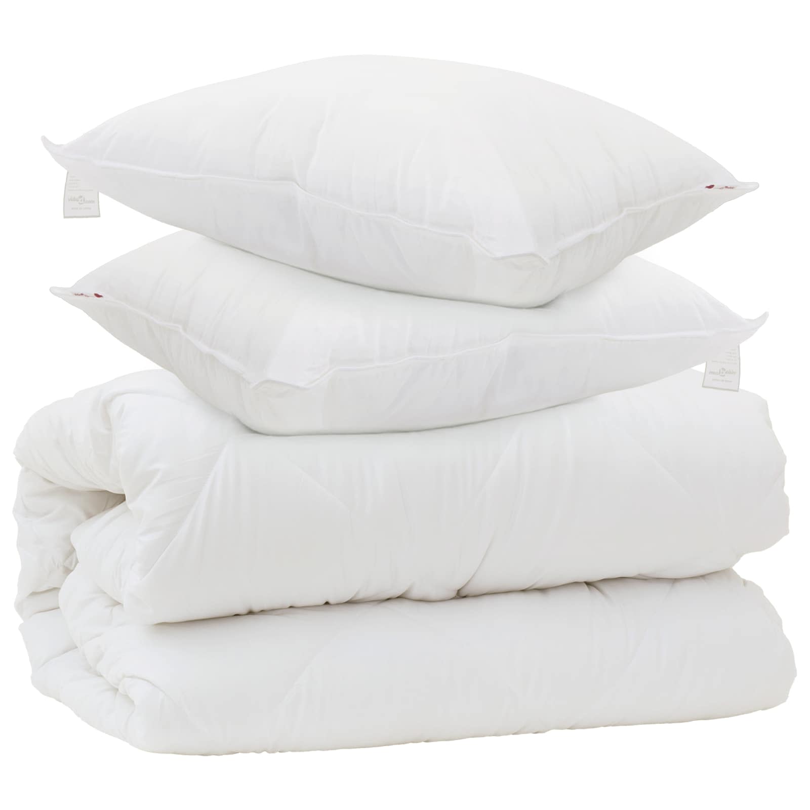 Piumone con Cuscini con cuscino 3 pcs Bianco Microfibra