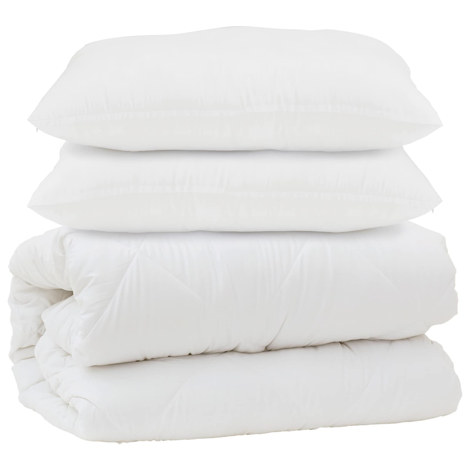 Piumone con cuscino 3 pcs Bianco Microfibra